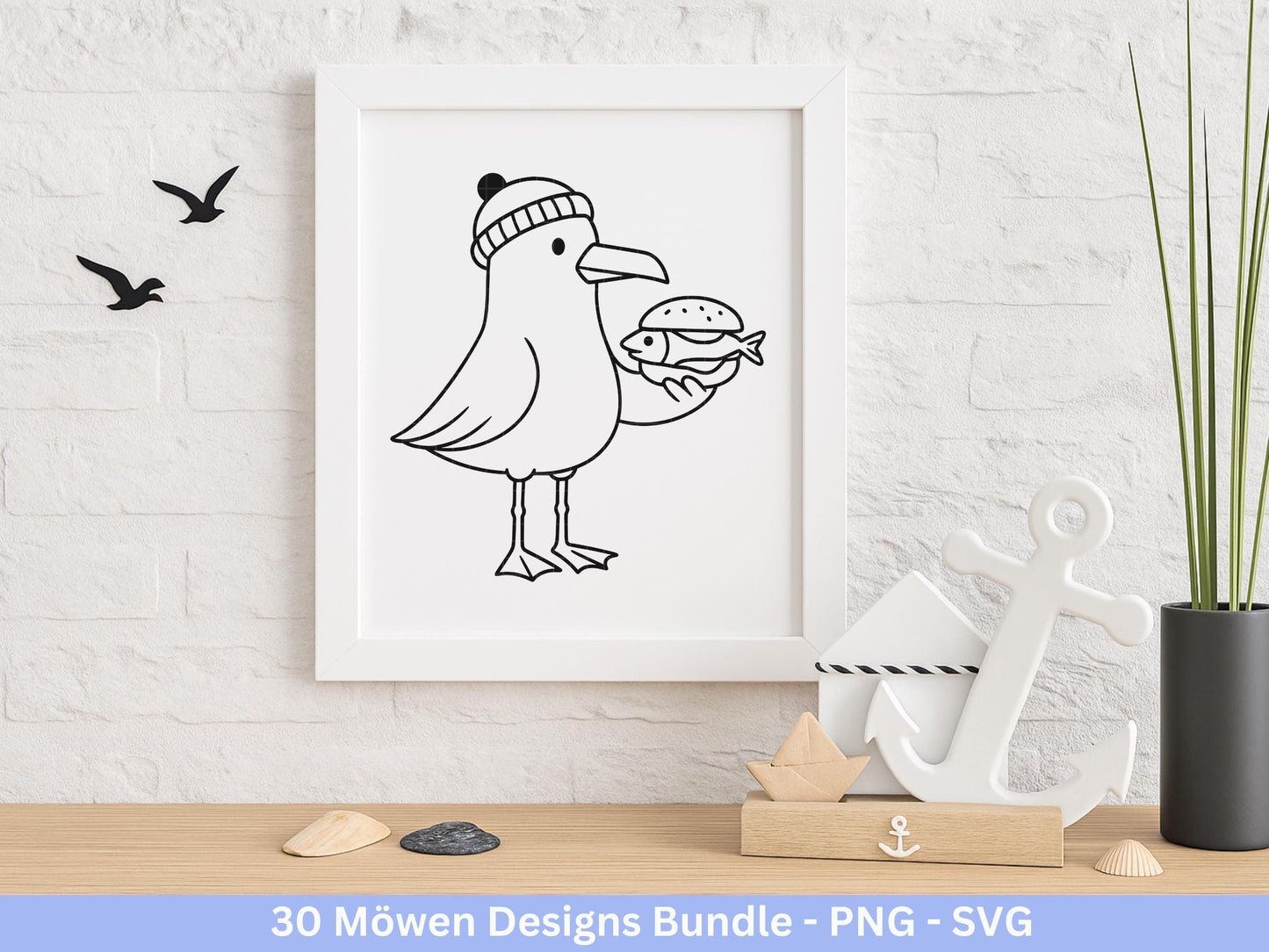 Möwen Plotterdatei Bundle – Maritime Küstenkind Möwe Designs | Nordsee Ostsee SVG | Moin Strandliebe Anker Sommer Cricut Laserdatei