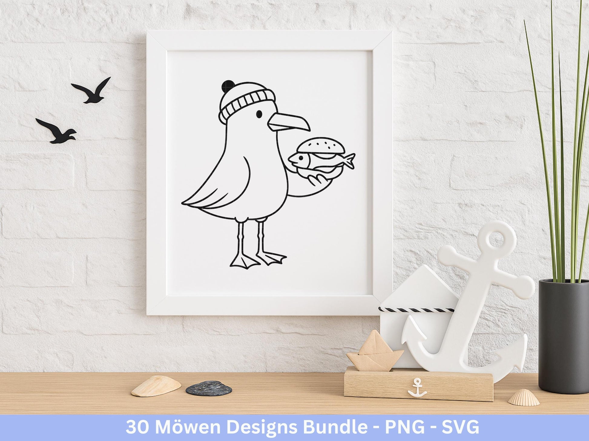 Möwen Plotterdatei Bundle – Maritime Küstenkind Möwe Designs | Nordsee Ostsee SVG | Moin Strandliebe Anker Sommer Cricut Laserdatei