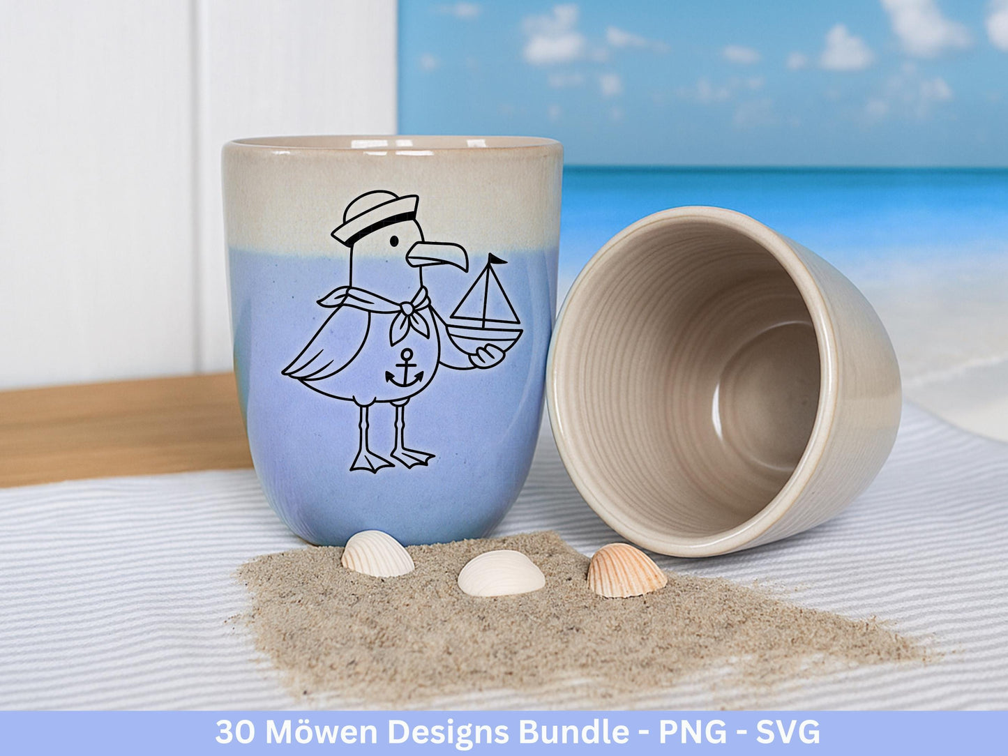 Möwen Plotterdatei Bundle – Maritime Küstenkind Möwe Designs | Nordsee Ostsee SVG | Moin Strandliebe Anker Sommer Cricut Laserdatei