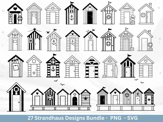 Strandhaus Plotterdatei Bundle – Maritime Strandhäuser & Küstenmotive | Meer SVG Designs | Nordsee Ostsee | Cricut Silhouette Laserdatei