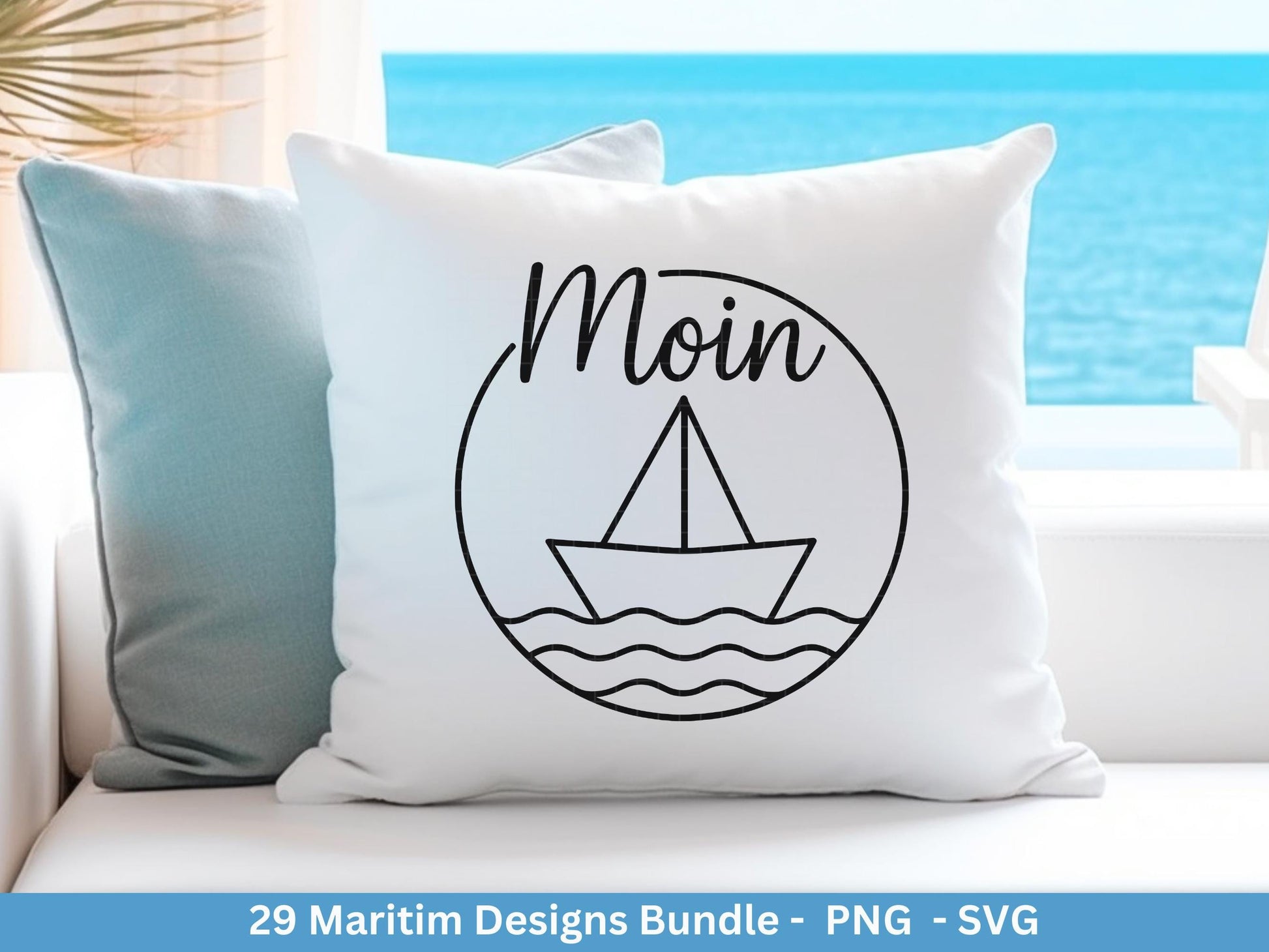 Maritim Plotterdatei Bundle – Küstenliebe & Moin Motive | Nordsee Ostsee SVG PNG | Leuchtturm, Boote, Möwen, Anker | Cricut Laserdatei