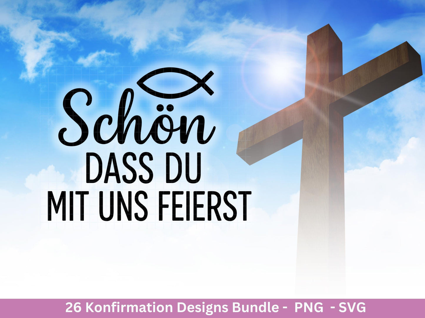 Konfirmation Plotterdatei Bundle – Christliche Sprüche & Symbole | Konfirmation SVG PNG | Einladung Deko Geschenk | Cricut Laserdatei Kirche