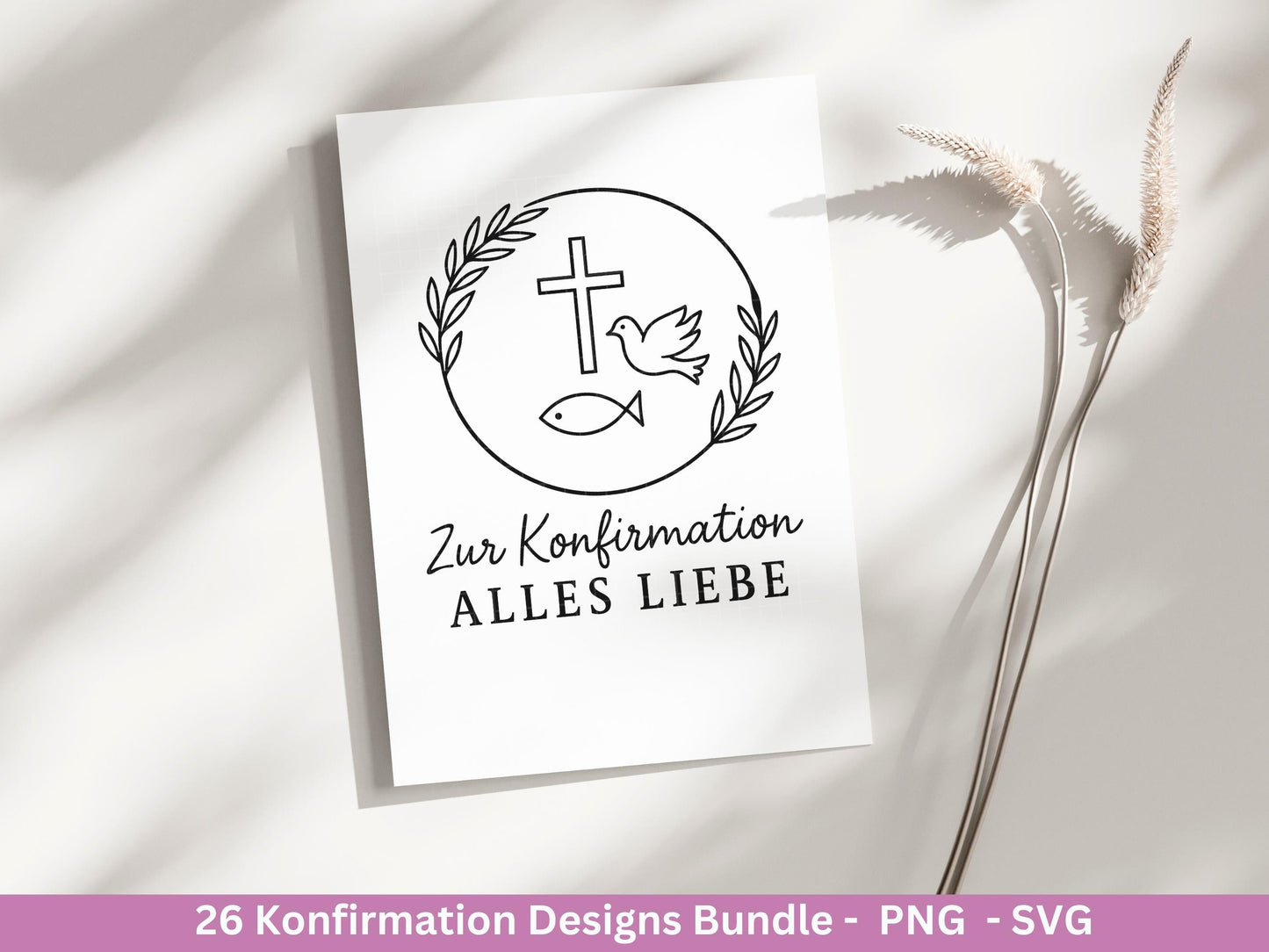 Konfirmation Plotterdatei Bundle – Christliche Sprüche & Symbole | Konfirmation SVG PNG | Einladung Deko Geschenk | Cricut Laserdatei Kirche