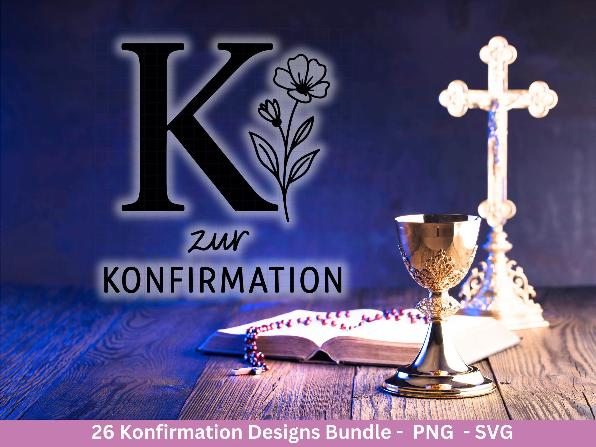 Konfirmation Plotterdatei Bundle – Christliche Sprüche & Symbole | Konfirmation SVG PNG | Einladung Deko Geschenk | Cricut Laserdatei Kirche