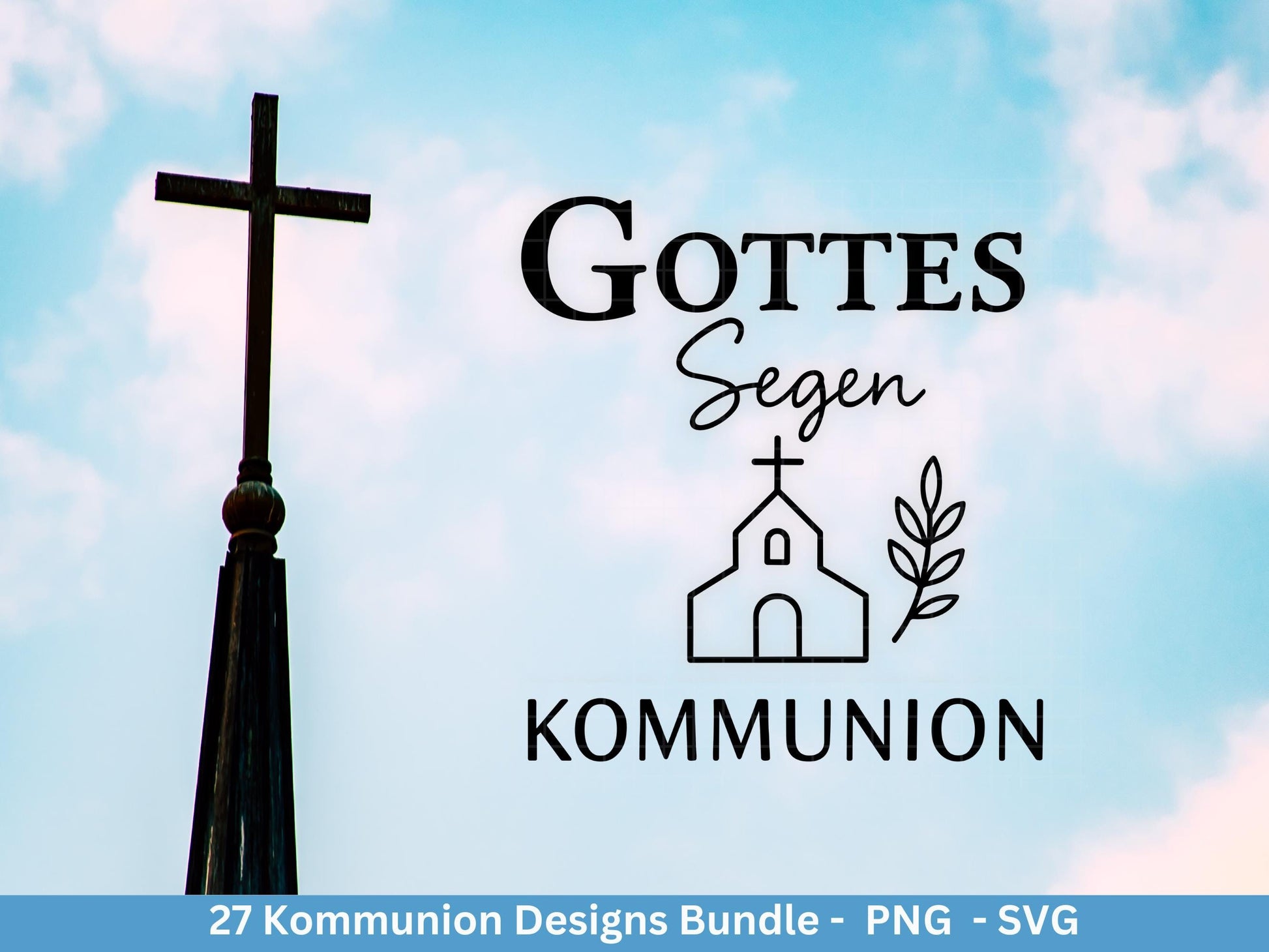 Kommunion Plotterdatei Bundle – Christliche Sprüche & Symbole | SVG PNG | Einladung, Geschenk, Deko | Cricut Laserdatei Kirche und Taufe