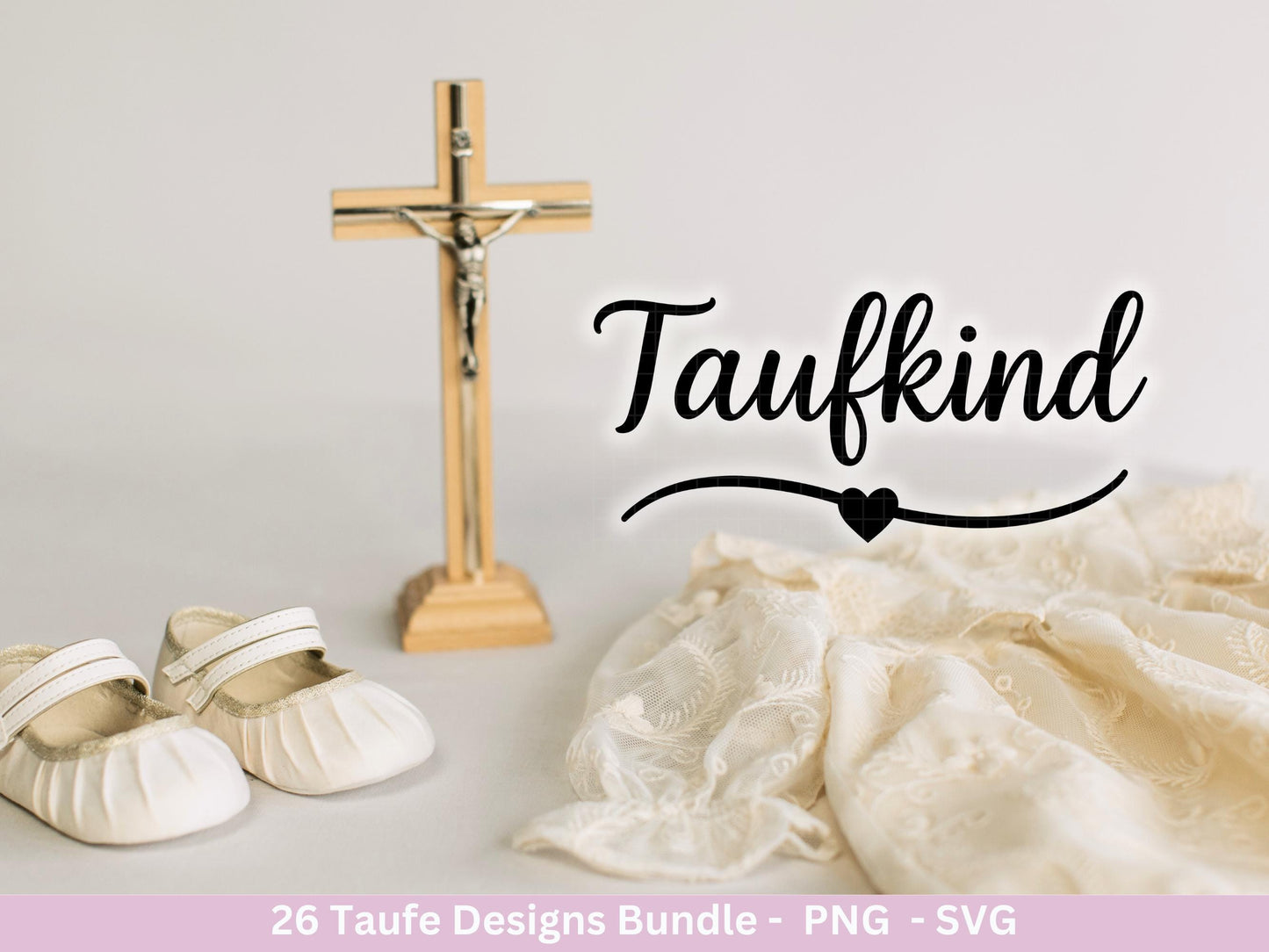Taufe Plotterdatei Bundle – Einladung und Segenswünsche | Christliche Tauf SVG Designs | Taufkind Kreuz Regenbogen Boot | Cricut Laserdatei