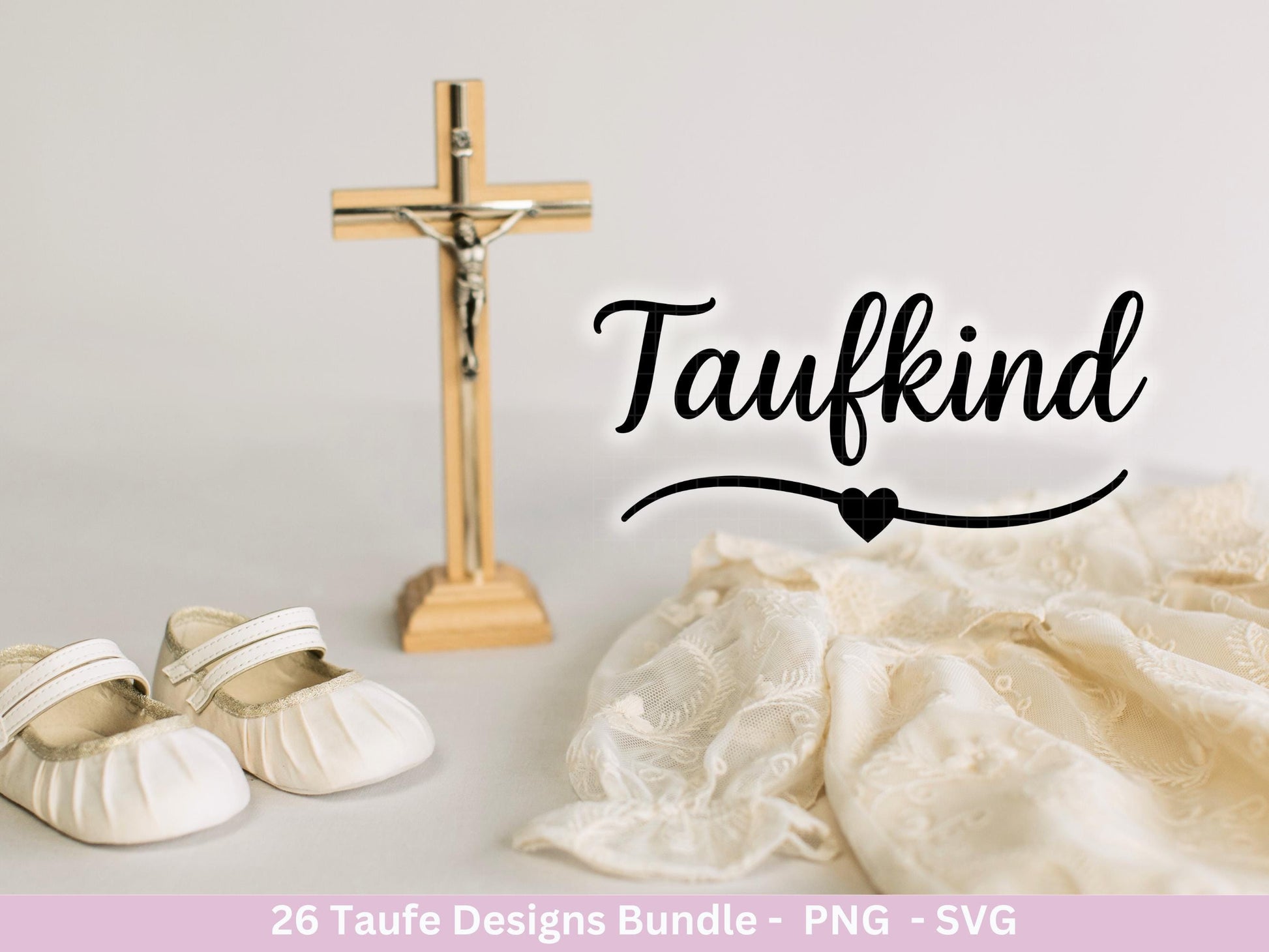 Taufe Plotterdatei Bundle – Einladung und Segenswünsche | Christliche Tauf SVG Designs | Taufkind Kreuz Regenbogen Boot | Cricut Laserdatei
