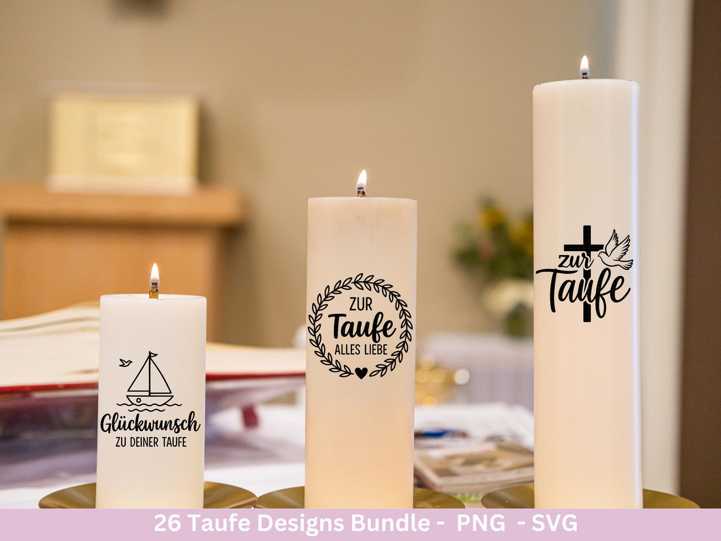 Taufe Plotterdatei Bundle – Einladung und Segenswünsche | Christliche Tauf SVG Designs | Taufkind Kreuz Regenbogen Boot | Cricut Laserdatei