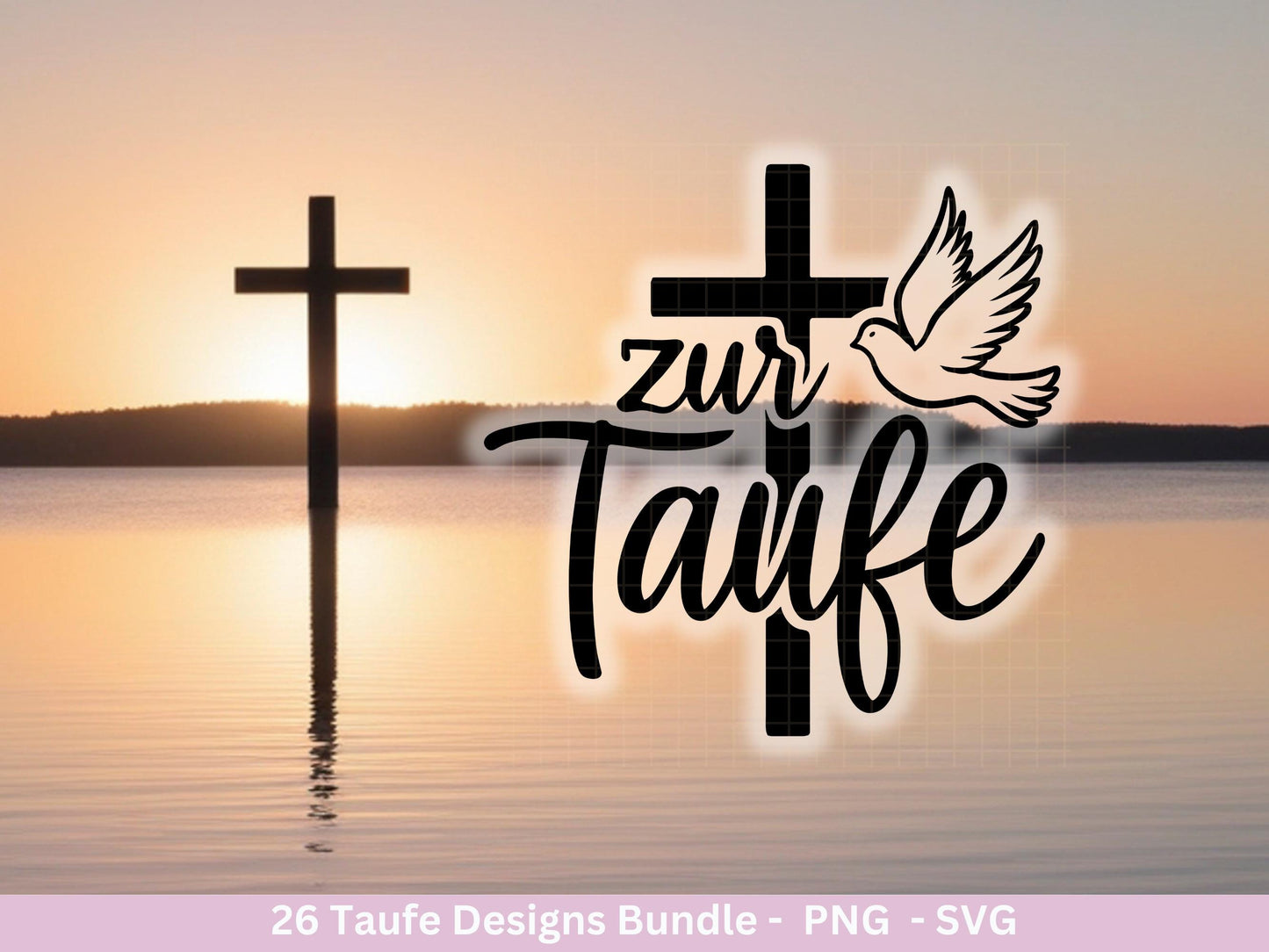 Taufe Plotterdatei Bundle – Einladung und Segenswünsche | Christliche Tauf SVG Designs | Taufkind Kreuz Regenbogen Boot | Cricut Laserdatei