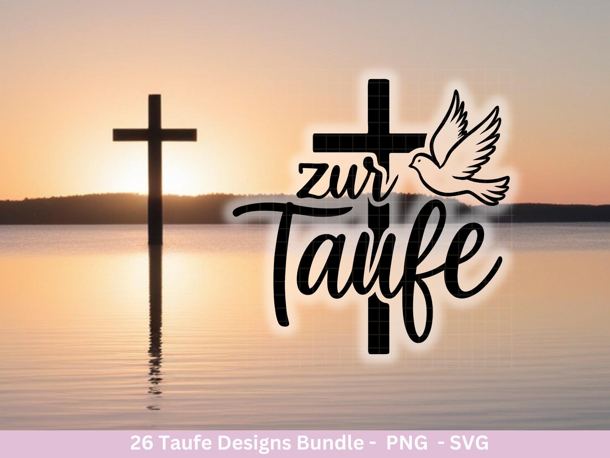 Taufe Plotterdatei Bundle – Einladung und Segenswünsche | Christliche Tauf SVG Designs | Taufkind Kreuz Regenbogen Boot | Cricut Laserdatei