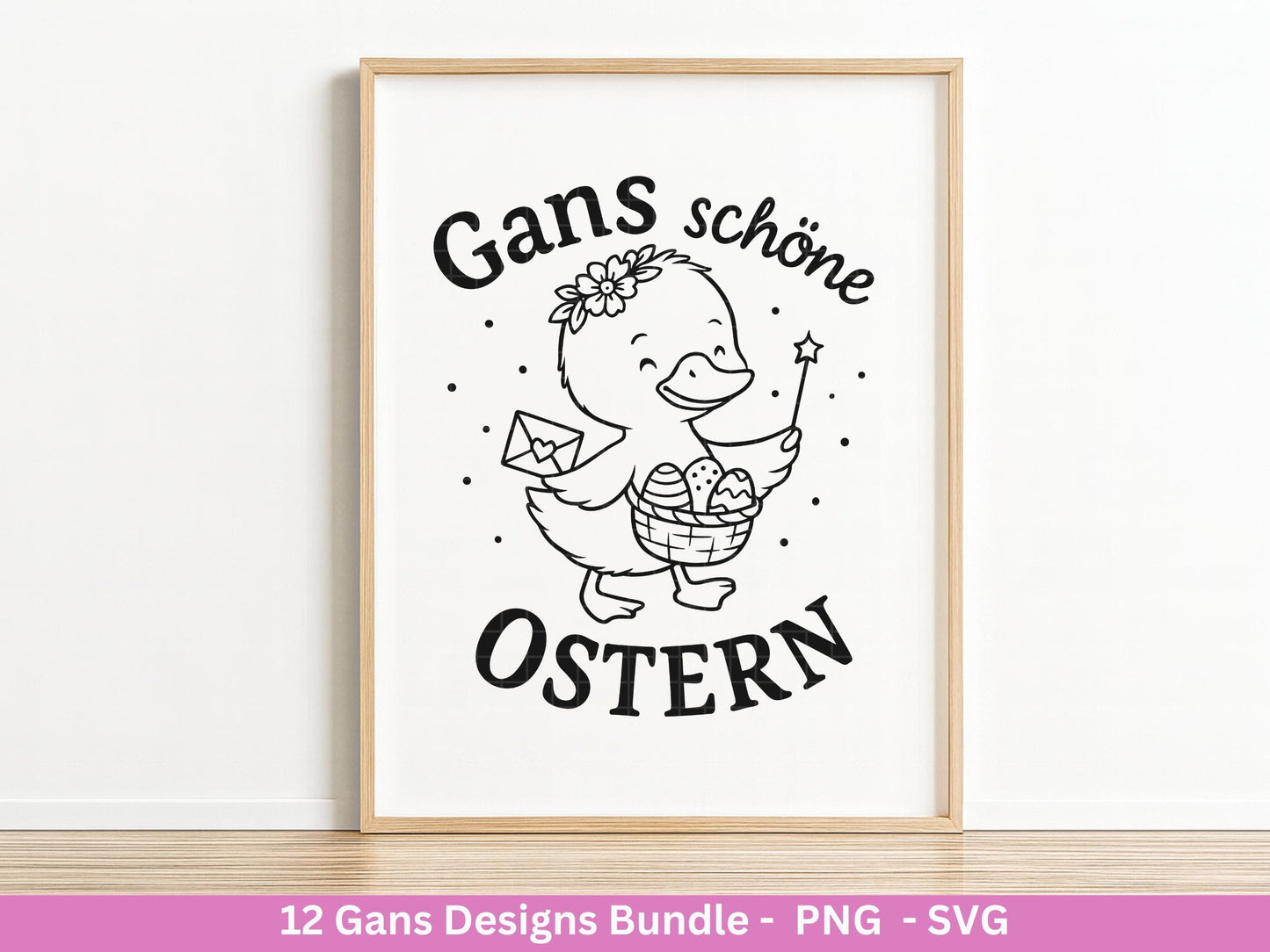 Gans Plotterdatei Bundle – Frühlings & Oster Gans Motive | Gans schöne Ostern Sprüche | Frühling SVG PNG | Cricut Laserdatei Geschenk