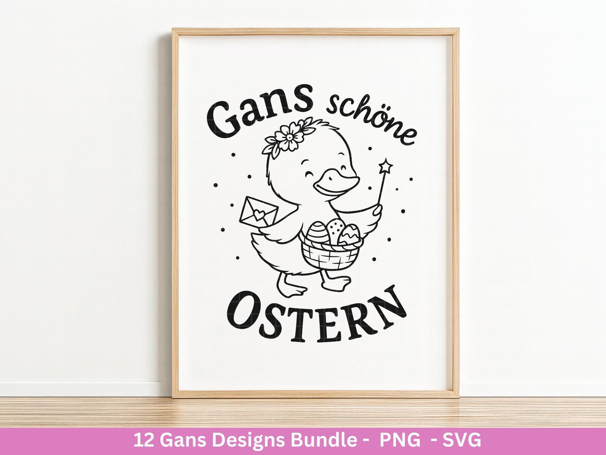 Gans Plotterdatei Bundle – Frühlings & Oster Gans Motive | Gans schöne Ostern Sprüche | Frühling SVG PNG | Cricut Laserdatei Geschenk