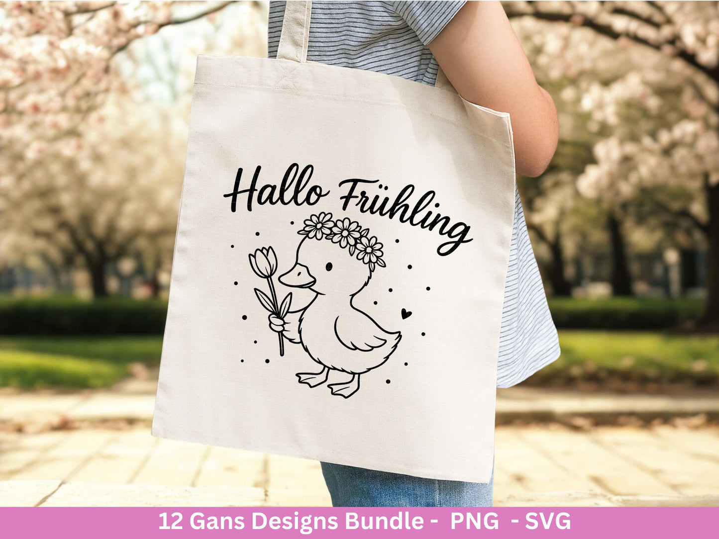 Gans Plotterdatei Bundle – Frühlings & Oster Gans Motive | Gans schöne Ostern Sprüche | Frühling SVG PNG | Cricut Laserdatei Geschenk