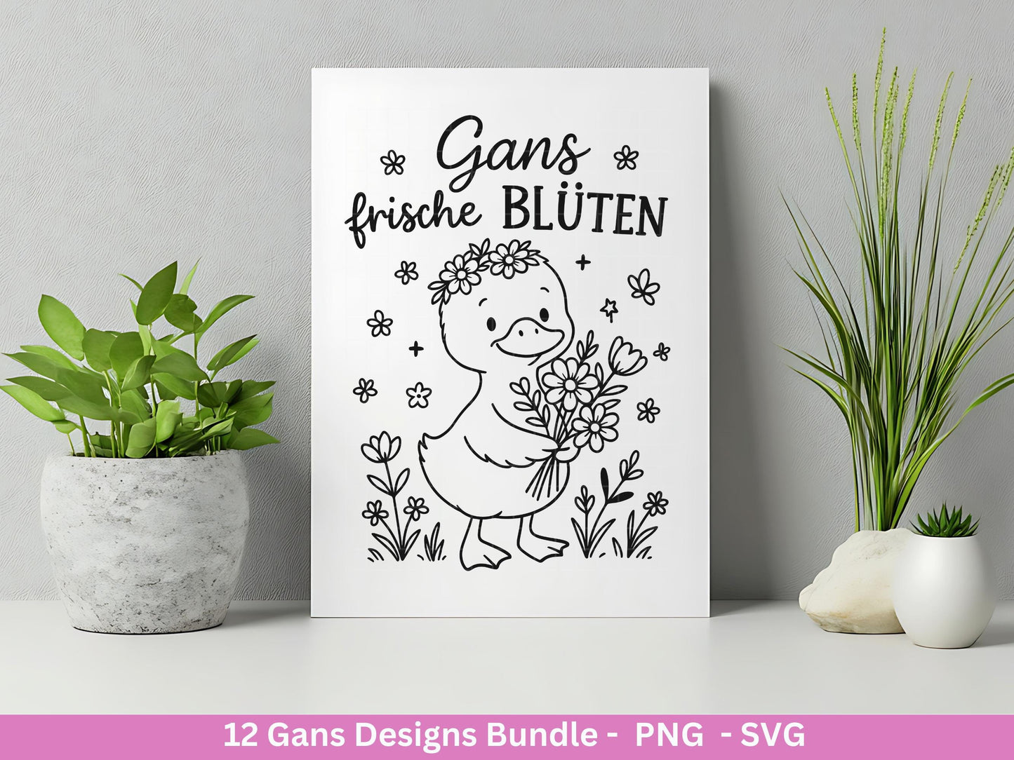 Gans Plotterdatei Bundle – Frühlings & Oster Gans Motive | Gans schöne Ostern Sprüche | Frühling SVG PNG | Cricut Laserdatei Geschenk