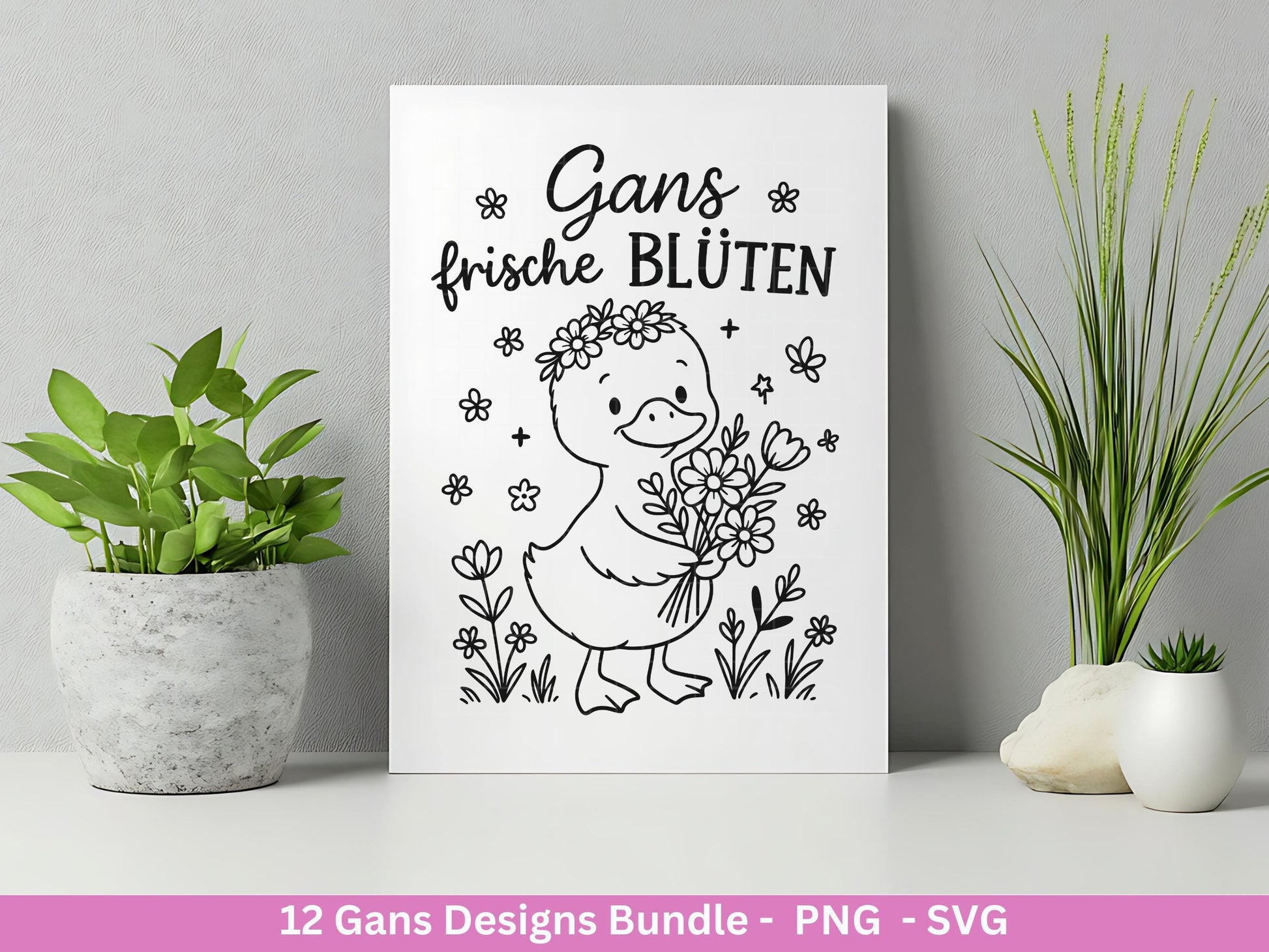 Gans Plotterdatei Bundle – Frühlings & Oster Gans Motive | Gans schöne Ostern Sprüche | Frühling SVG PNG | Cricut Laserdatei Geschenk