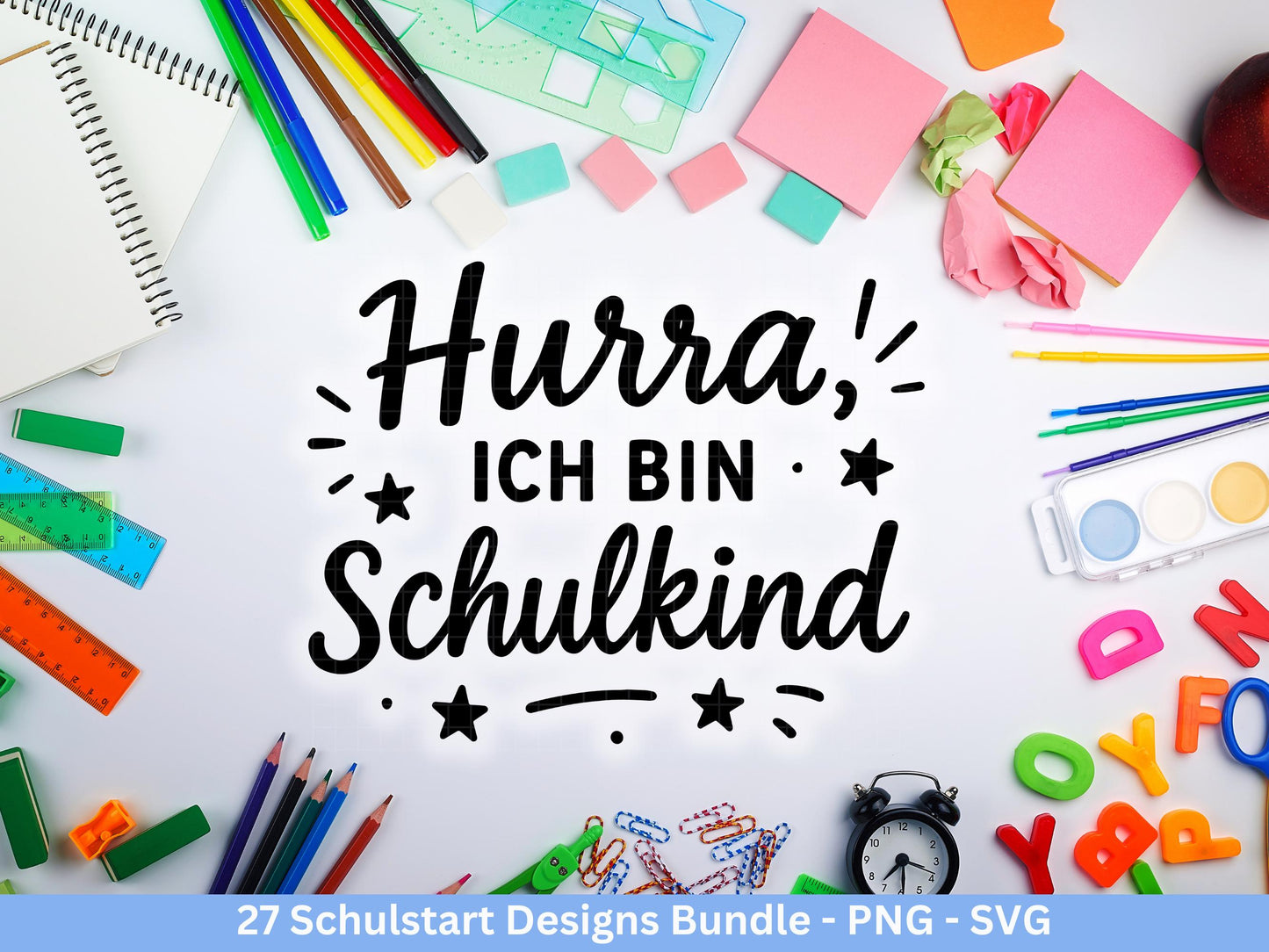 Einschulung Plotterdatei Bundle – Schulkind Sprüche | Schulstart Motive | 1 Klasse Design Deutsch | Schulanfang Geschenk | Cricut Laserdatei