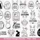 Ostern Plotterdatei Bundle – Hasen & Eier Motive | Frohe Ostern Sprüche SVG | Oster Deko | Geschenk | Laserdatei Frühling Deutsch Basteln