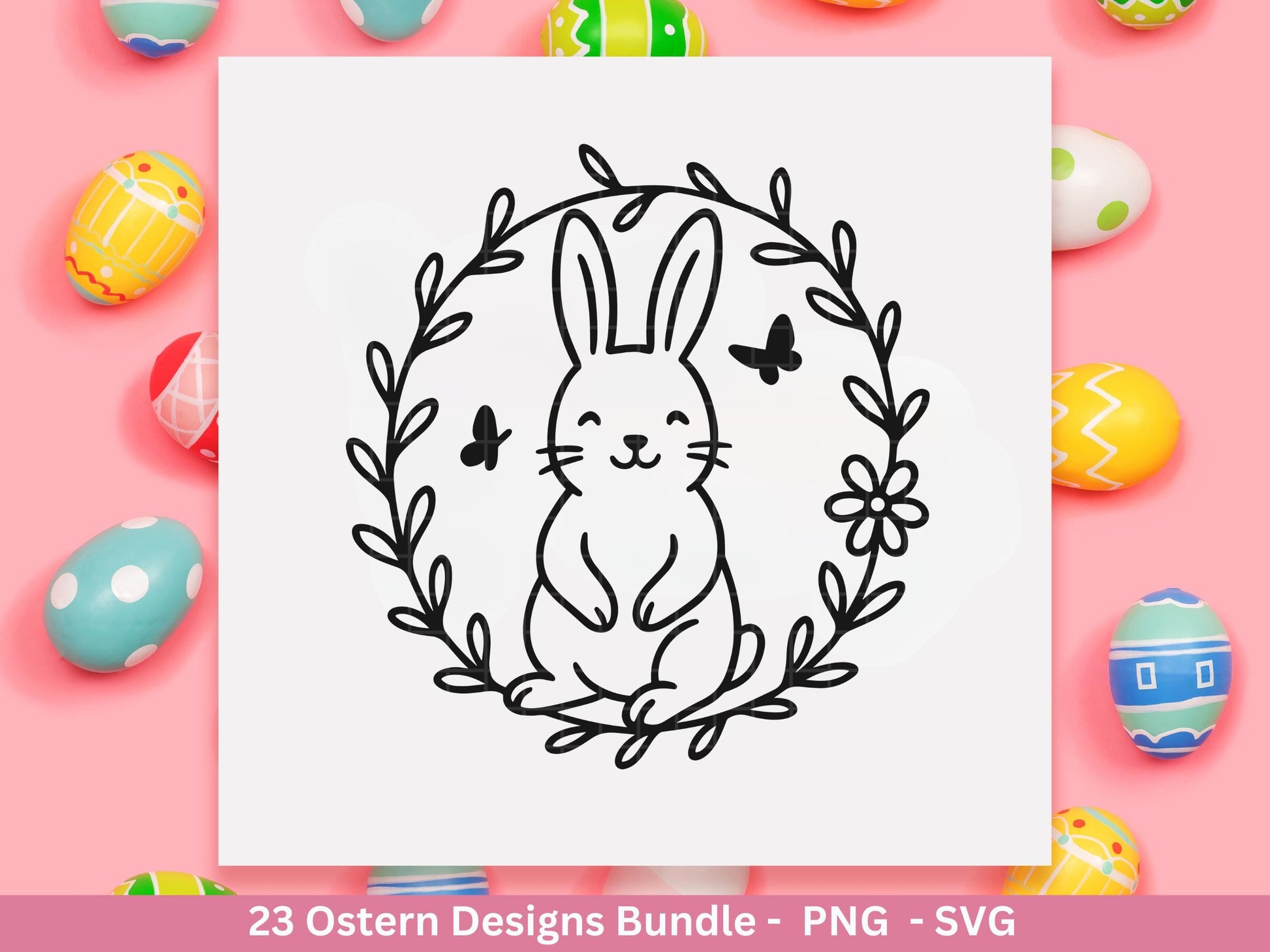 Ostern Plotterdatei Bundle – Hasen & Eier Motive | Frohe Ostern Sprüche SVG | Oster Deko | Geschenk | Laserdatei Frühling Deutsch Basteln