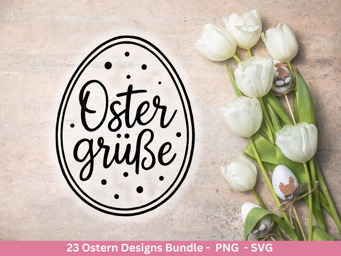 Ostern Plotterdatei Bundle – Hasen & Eier Motive | Frohe Ostern Sprüche SVG | Oster Deko | Geschenk | Laserdatei Frühling Deutsch Basteln