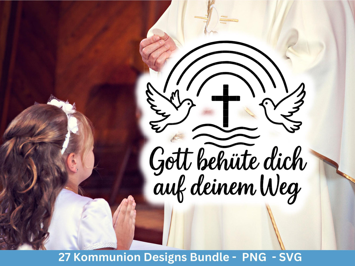 Kommunion Plotterdatei Bundle – Christliche Sprüche & Symbole | SVG PNG | Einladung, Geschenk, Deko | Cricut Laserdatei Kirche und Taufe