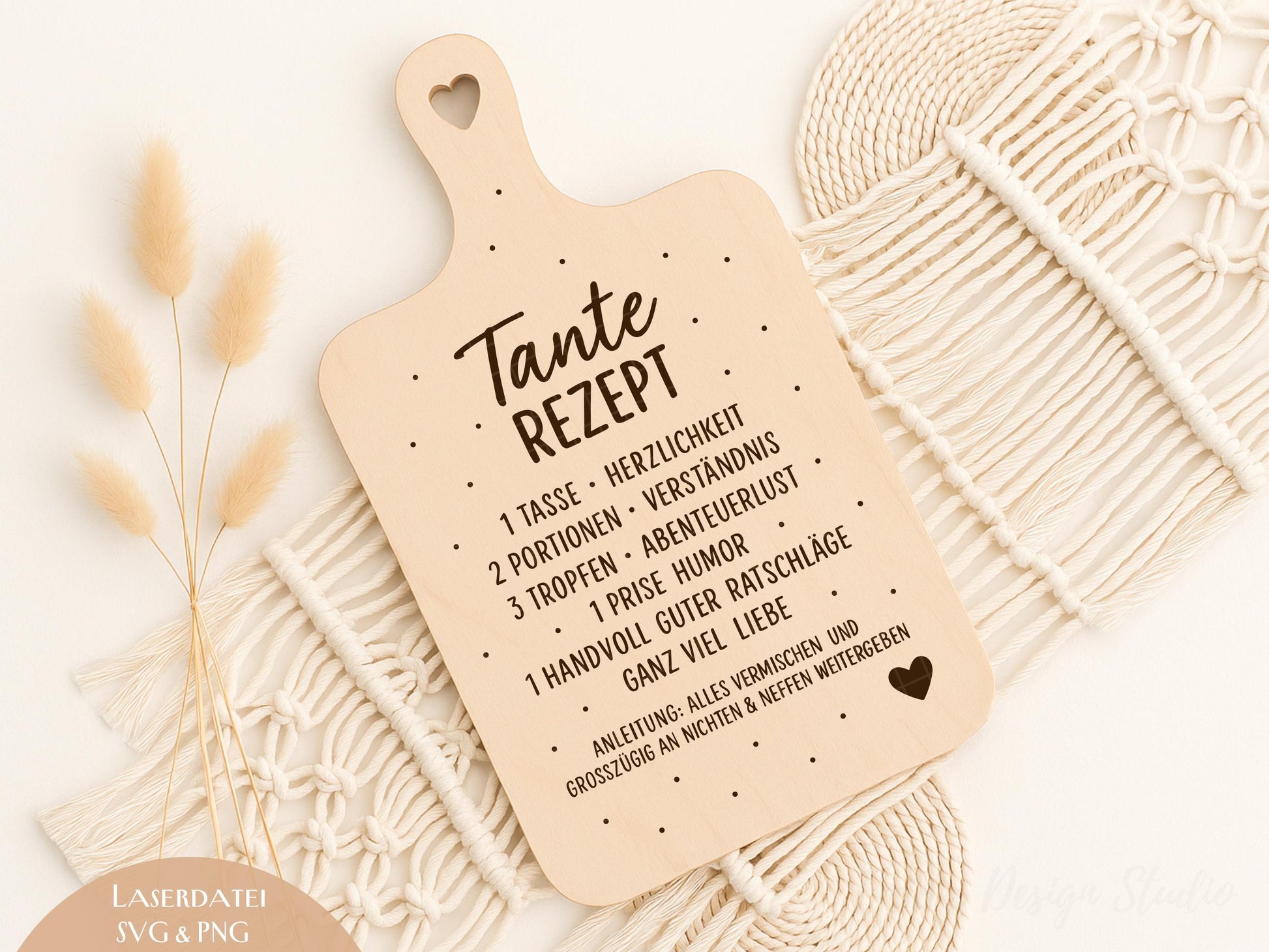 Tante Rezept Laserdatei – Schneidebrett Gravur SVG PNG | Küchen Spruch Geschenkidee für Tante | Holz gravieren | Cricut Plotterdatei