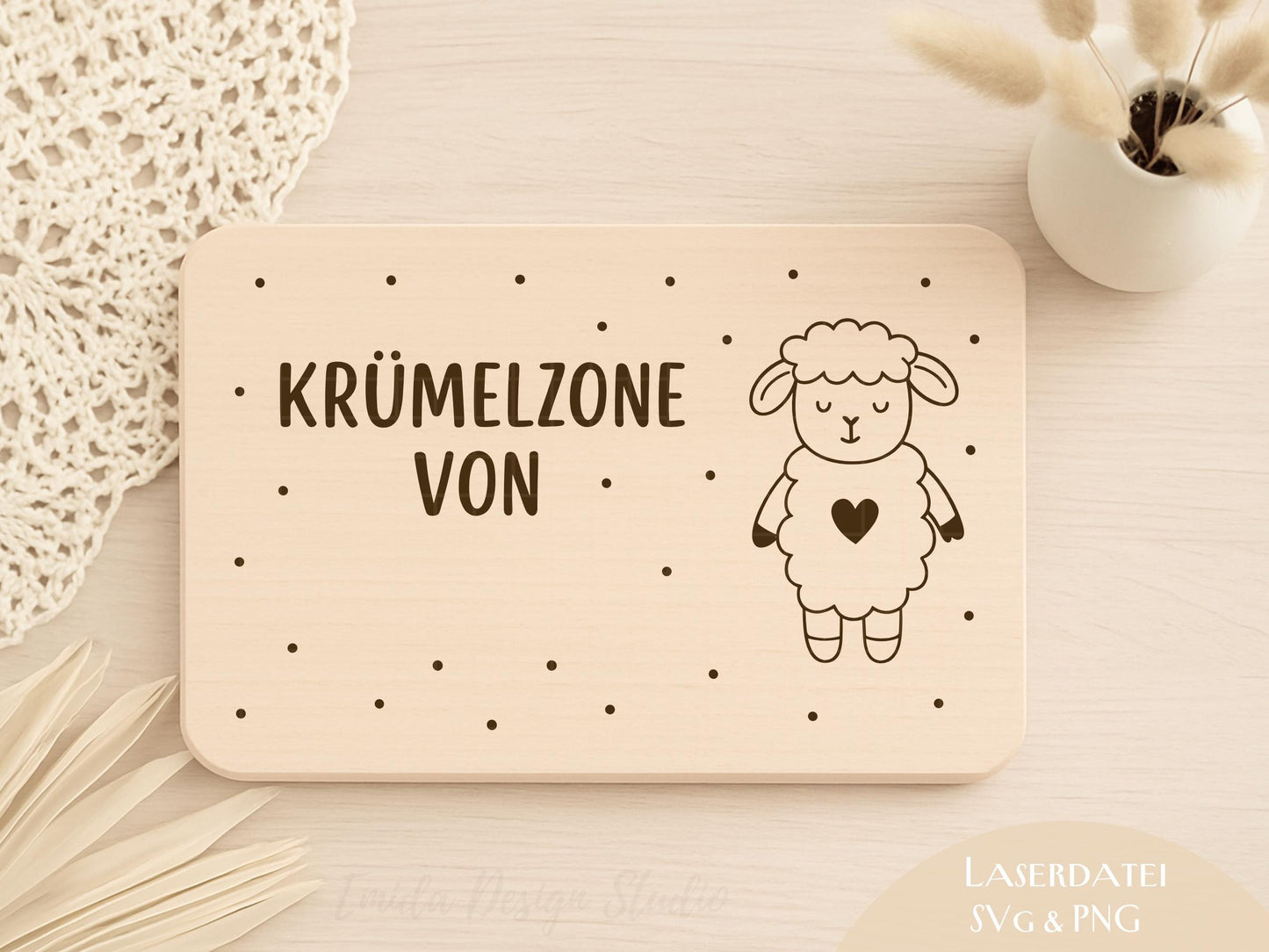 Kinder Frühstücksbrettchen Laserdatei – Krümelzone von… Tiere SVG PNG | Holz Gravur Datei Dino Einhorn Löwe Giraffe | Geschenkidee Kind