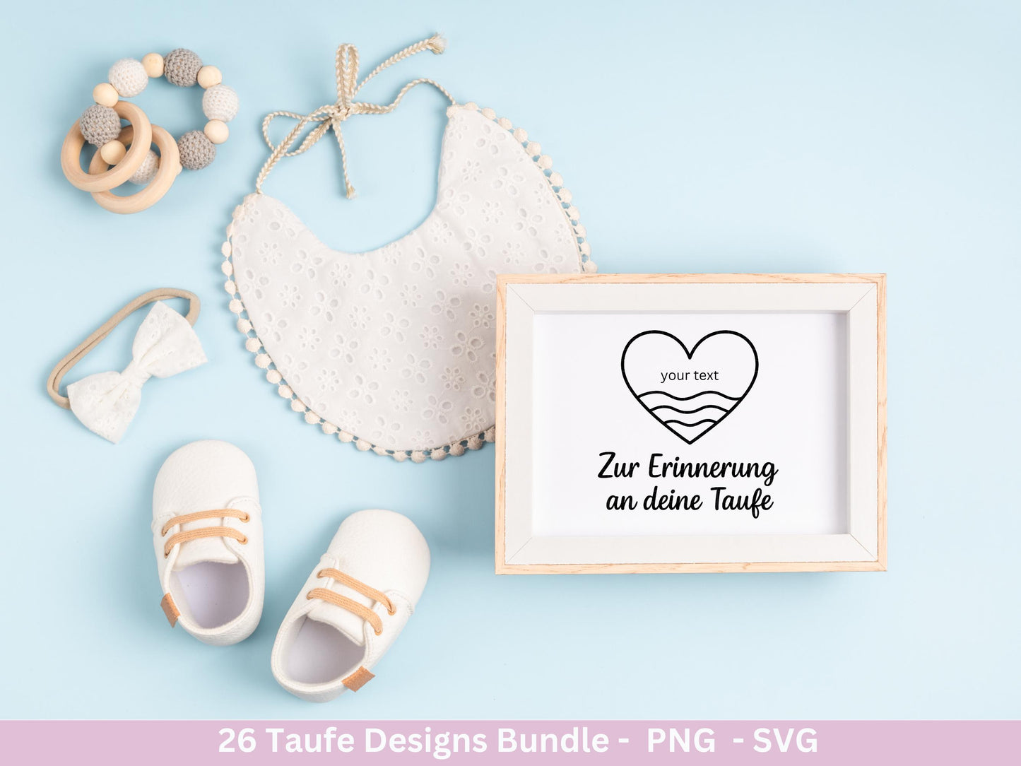 Taufe Plotterdatei Bundle – Einladung und Segenswünsche | Christliche Tauf SVG Designs | Taufkind Kreuz Regenbogen Boot | Cricut Laserdatei