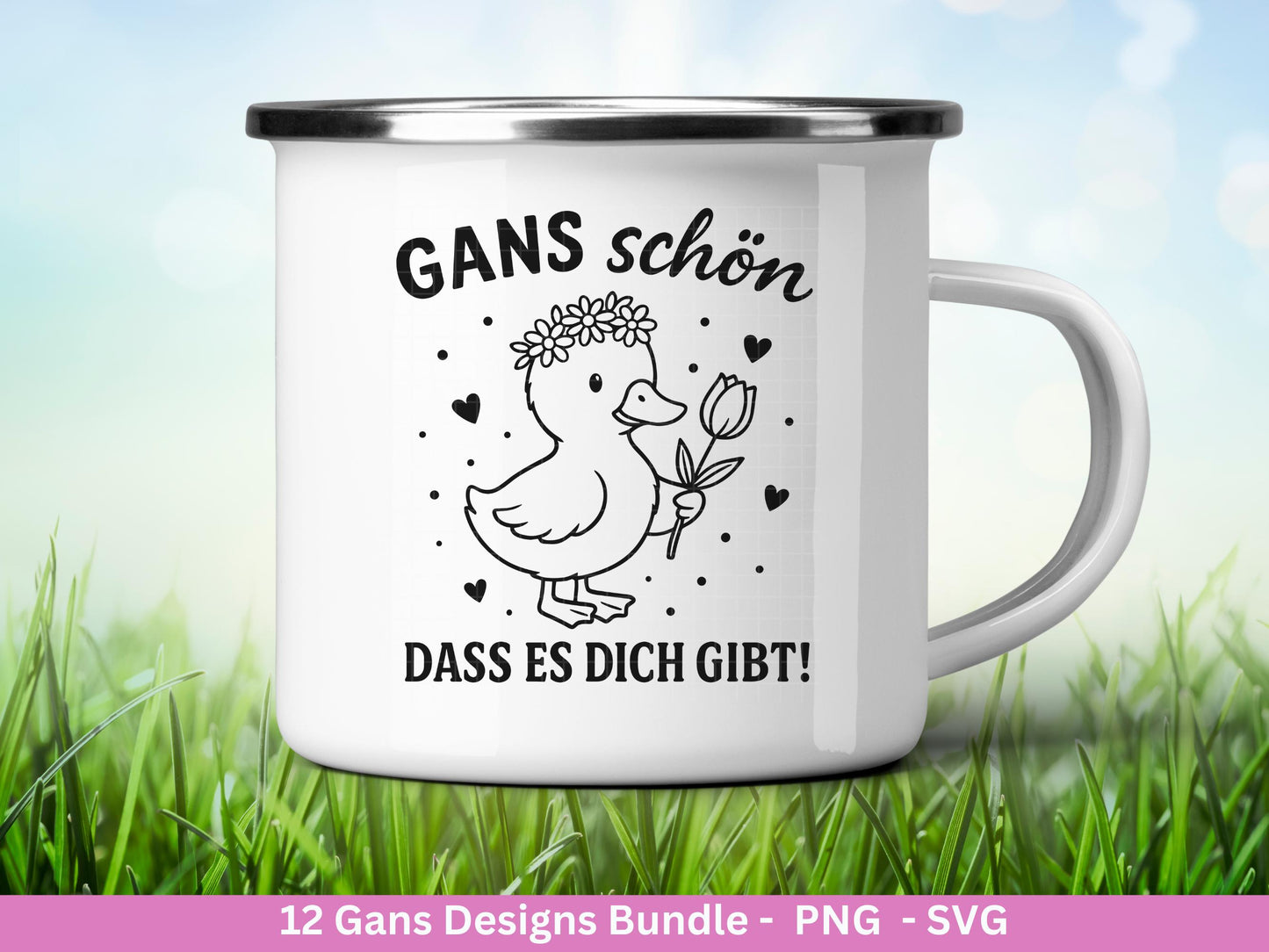 Gans Plotterdatei Bundle – Frühlings & Oster Gans Motive | Gans schöne Ostern Sprüche | Frühling SVG PNG | Cricut Laserdatei Geschenk