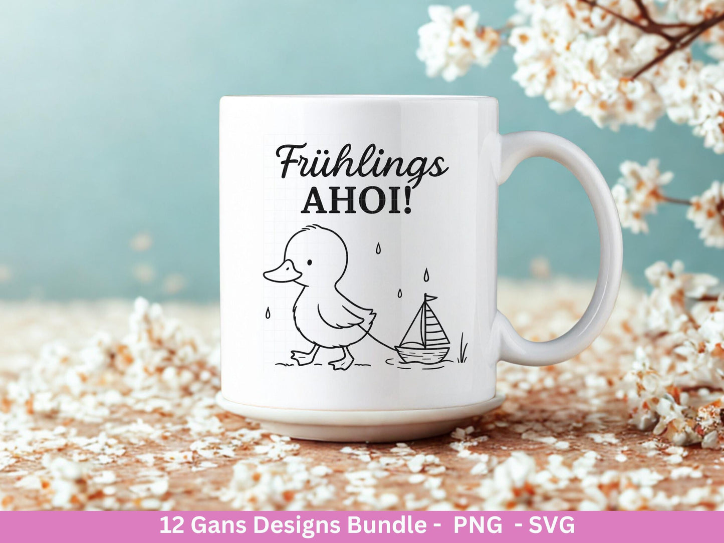 Gans Plotterdatei Bundle – Frühlings & Oster Gans Motive | Gans schöne Ostern Sprüche | Frühling SVG PNG | Cricut Laserdatei Geschenk