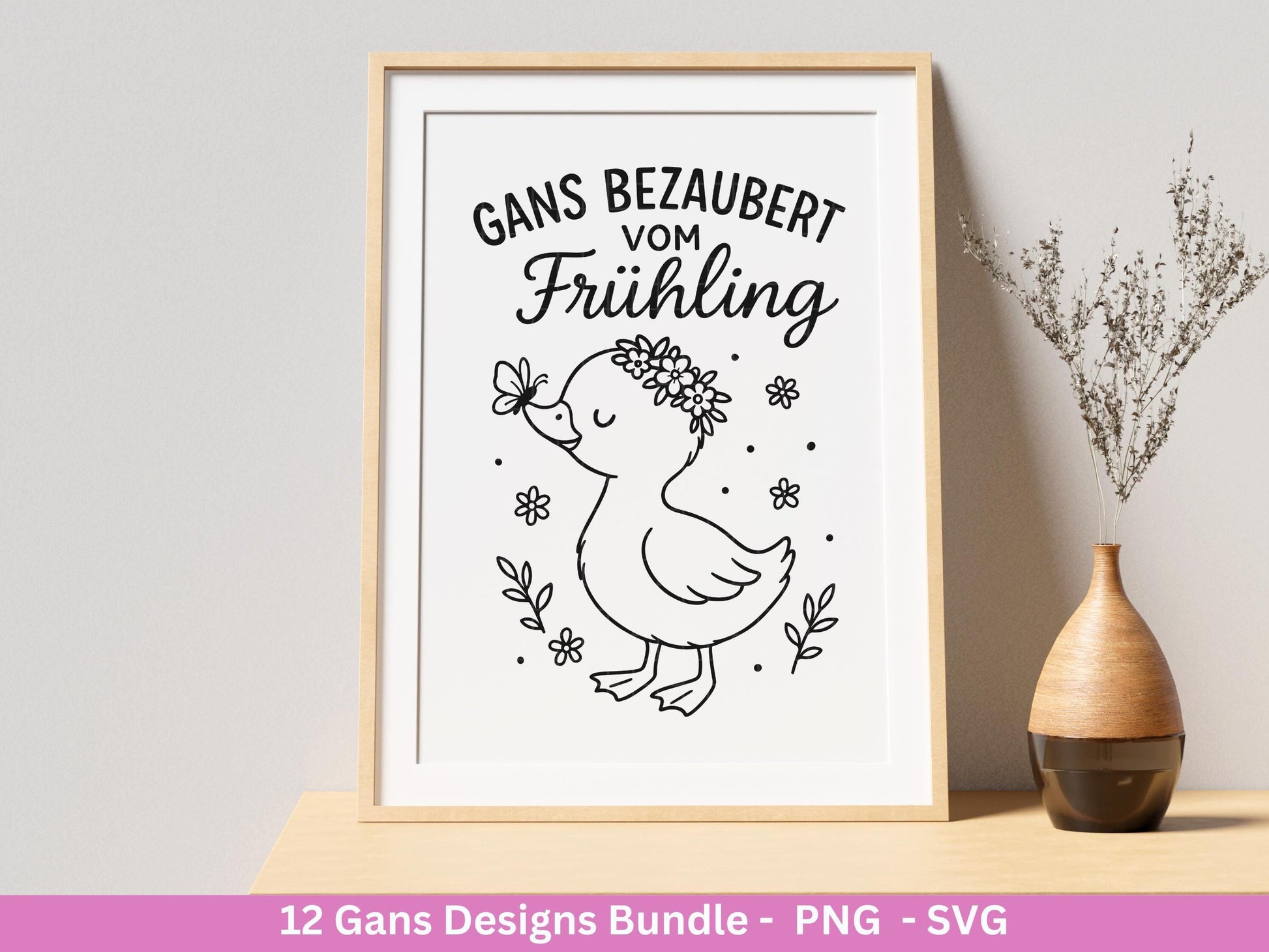 Gans Plotterdatei Bundle – Frühlings & Oster Gans Motive | Gans schöne Ostern Sprüche | Frühling SVG PNG | Cricut Laserdatei Geschenk