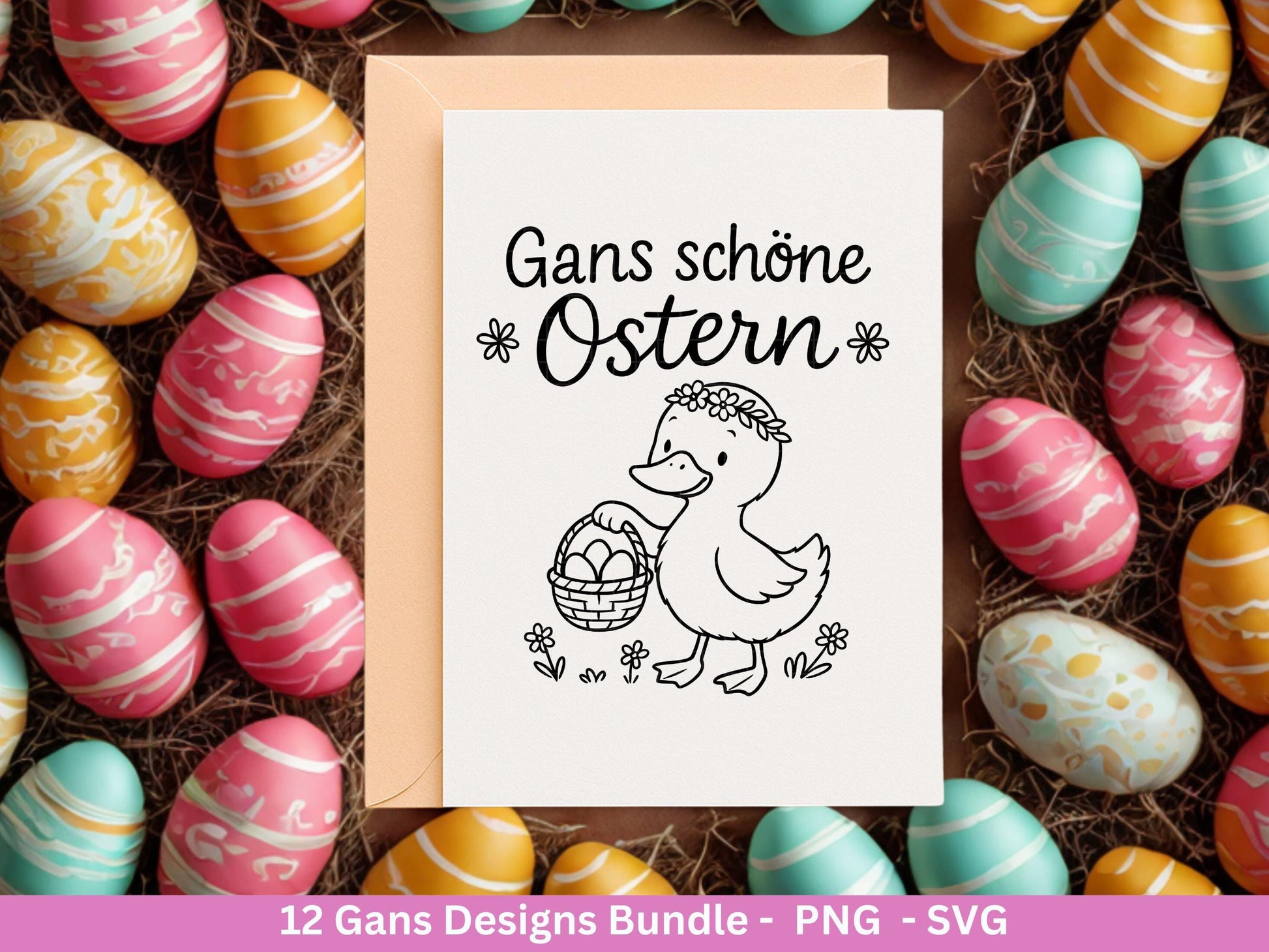 Gans Plotterdatei Bundle – Frühlings & Oster Gans Motive | Gans schöne Ostern Sprüche | Frühling SVG PNG | Cricut Laserdatei Geschenk