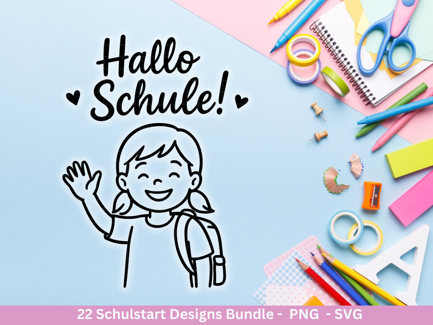 Schulstart Plotterdatei Bundle – Schulkind 2026 Sprüche & Motive | 1. Klasse SVG PNG | Einschulung Geschenk | Cricut Silhouette Laserdatei