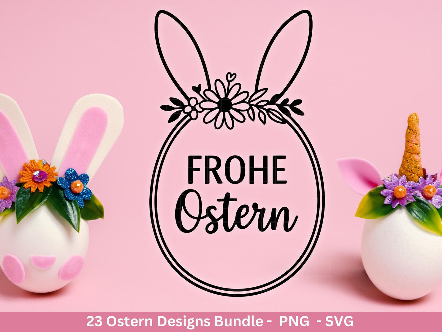Ostern Plotterdatei Bundle – Hasen & Eier Motive | Frohe Ostern Sprüche SVG | Oster Deko | Geschenk | Laserdatei Frühling Deutsch Basteln