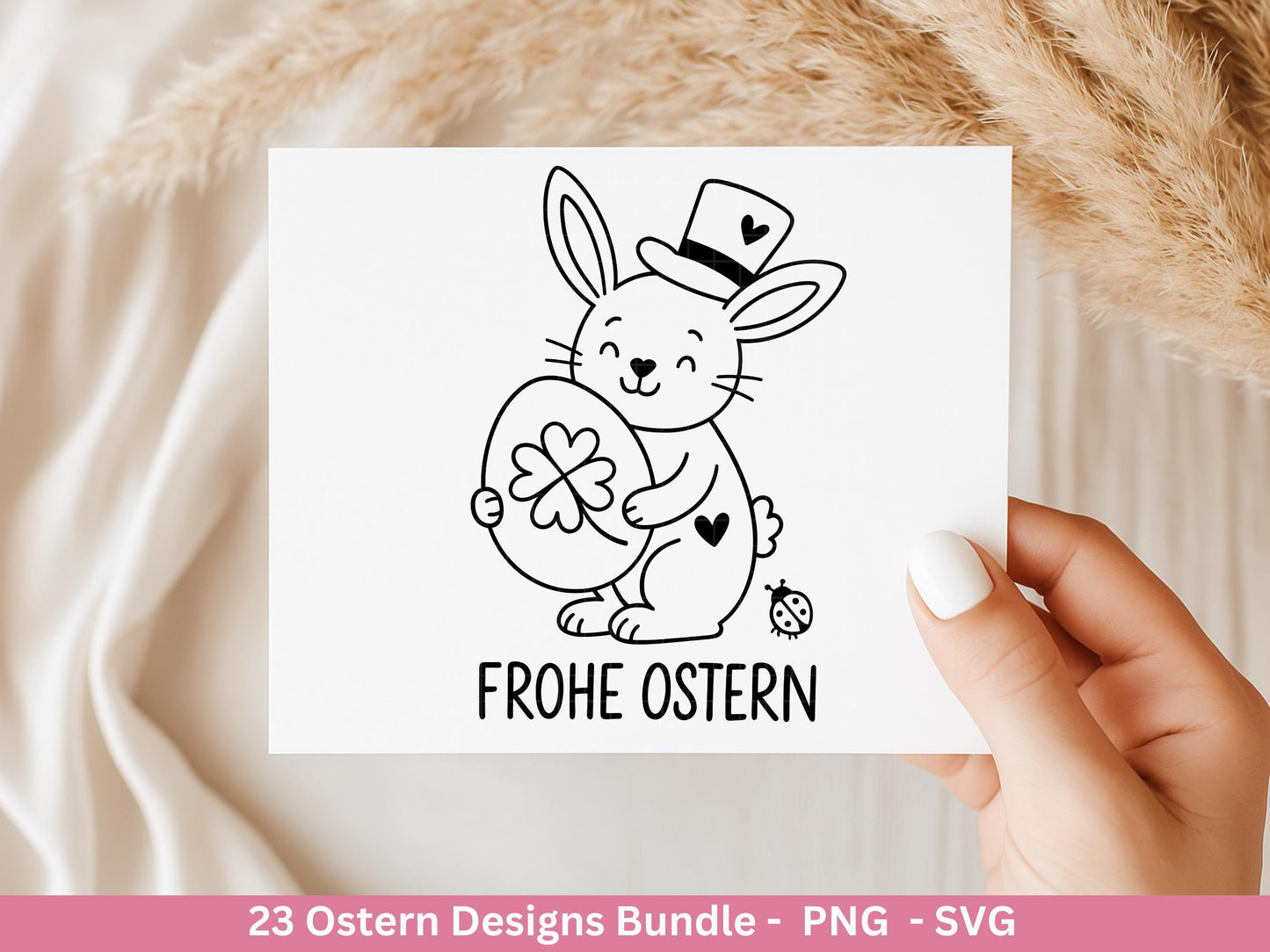 Ostern Plotterdatei Bundle – Hasen & Eier Motive | Frohe Ostern Sprüche SVG | Oster Deko | Geschenk | Laserdatei Frühling Deutsch Basteln
