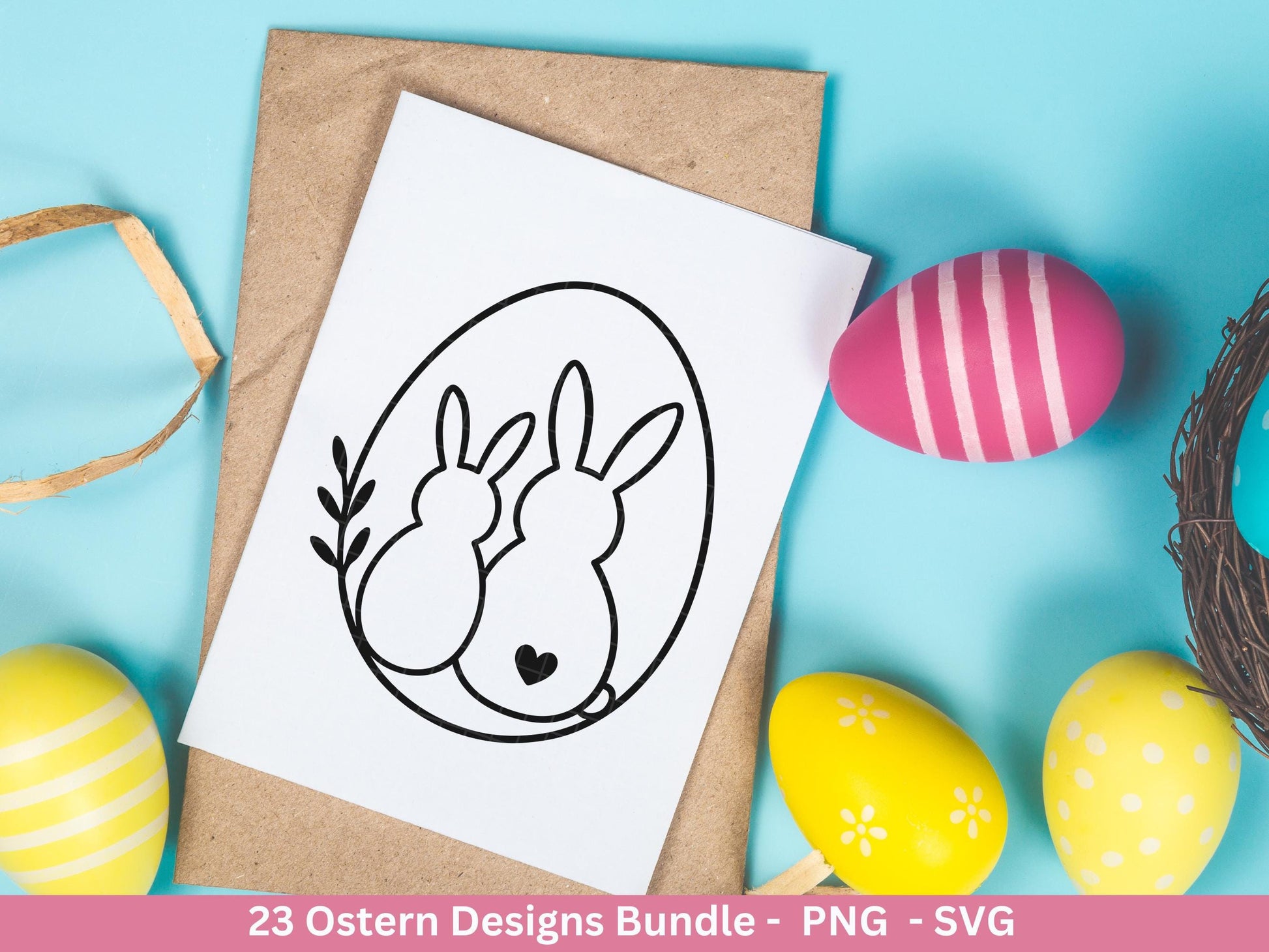 Ostern Plotterdatei Bundle – Hasen & Eier Motive | Frohe Ostern Sprüche SVG | Oster Deko | Geschenk | Laserdatei Frühling Deutsch Basteln
