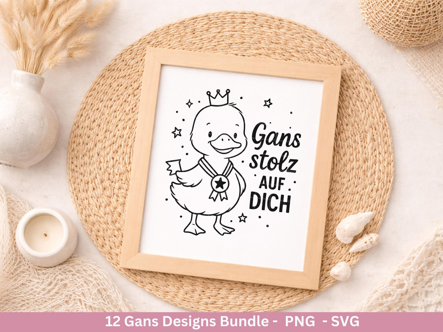Gans Plotterdatei Bundle – Frühlings Gans Motive & Wortspiele | Hallo Frühling | Frohe Ostern Sprüche SVG PNG | Cricut | Laserdatei Geschenk