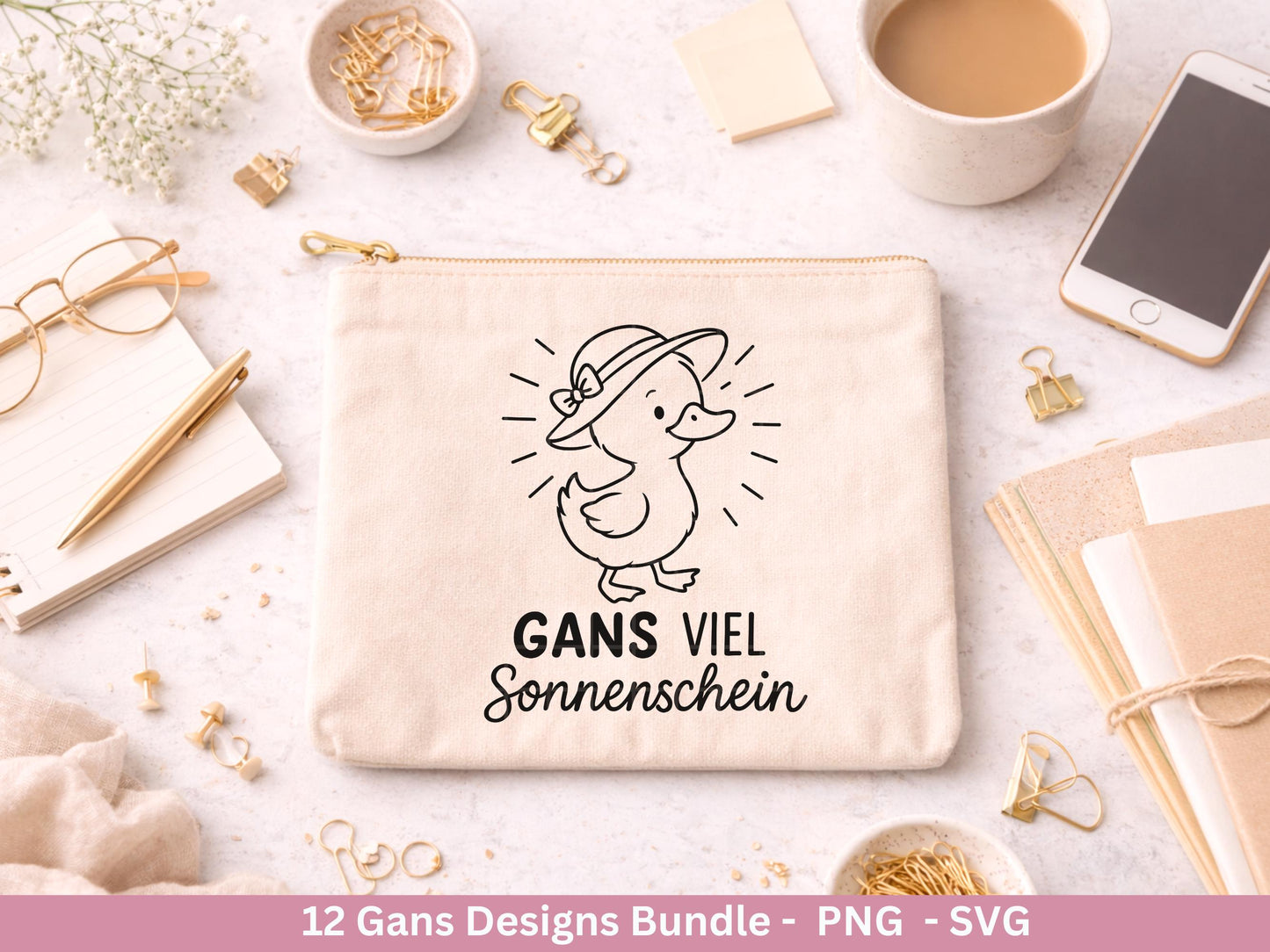Gans Plotterdatei Bundle – Frühlings Gans Motive & Wortspiele | Hallo Frühling | Frohe Ostern Sprüche SVG PNG | Cricut | Laserdatei Geschenk