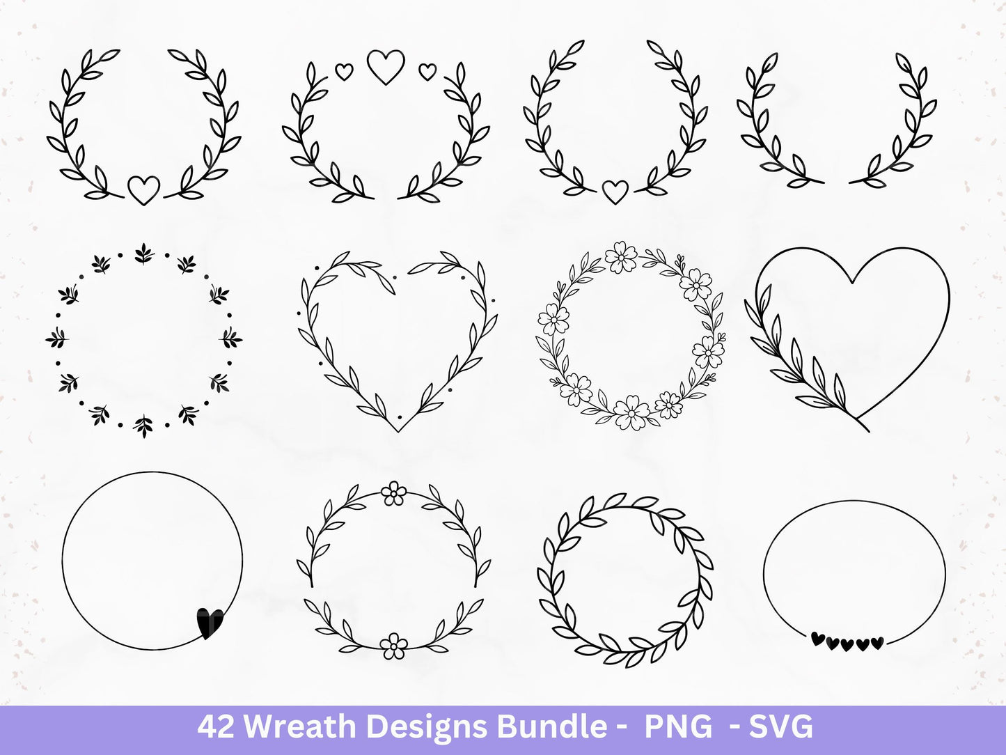 Blumenkranz Plotterdatei Bundle – 42 Kränze SVG PNG | Lorbeerkranz Monogramm Rahmen | Hochzeit Boho Deko | Cricut | Laserdatei Holzgravur