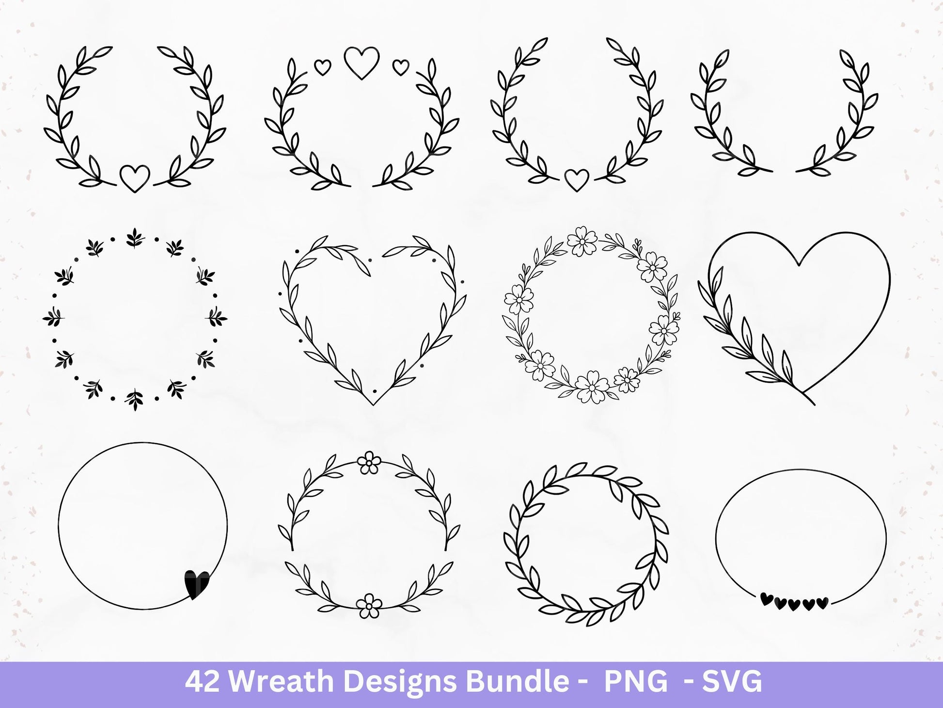 Blumenkranz Plotterdatei Bundle – 42 Kränze SVG PNG | Lorbeerkranz Monogramm Rahmen | Hochzeit Boho Deko | Cricut | Laserdatei Holzgravur