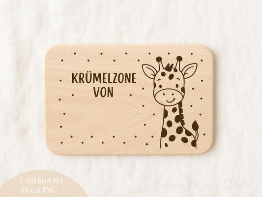 Kinder Frühstücksbrettchen Laserdatei – Krümelzone von… Tiere SVG PNG | Holz Gravur Datei Dino Einhorn Löwe Giraffe | Geschenkidee Kind