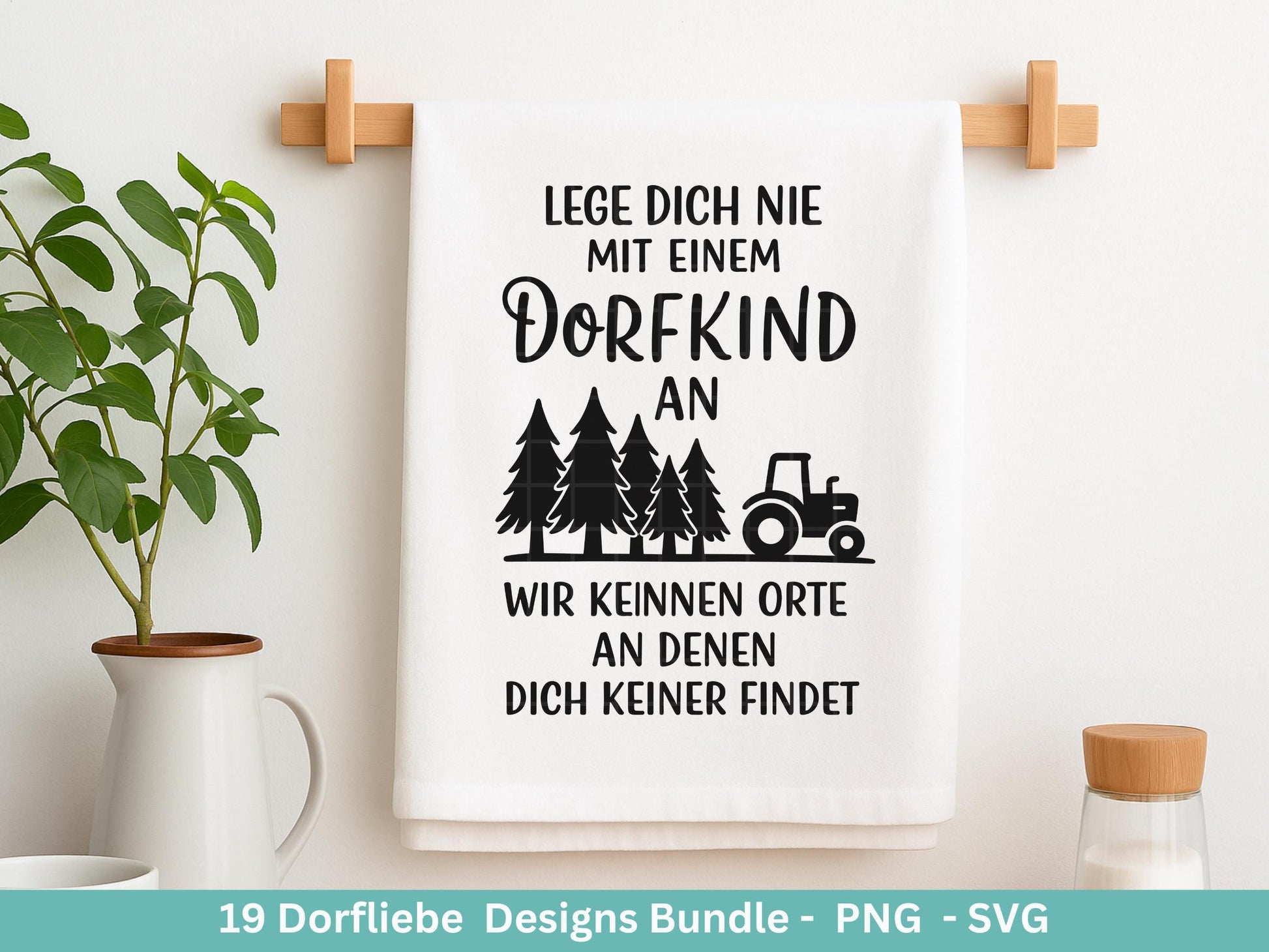 Dorfleben Plotterdatei Bundle – Dorfkind Sprüche & Bauernhof Motive | Landliebe SVG PNG | Traktor | Cricut | Laserdatei Holzgravur Geschenk