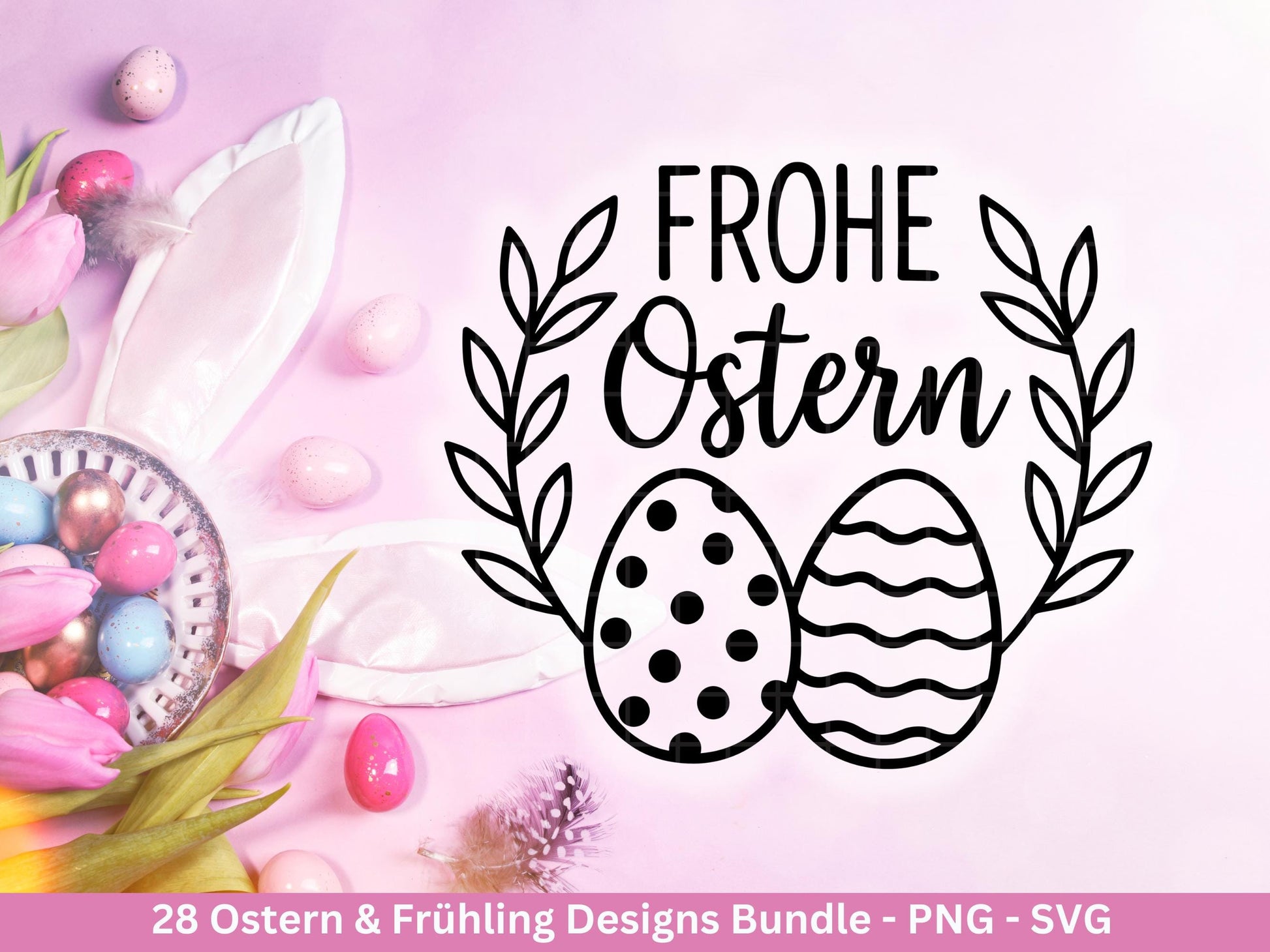Ostern & Frühling Plotterdatei Bundle – Frohe Ostern Sprüche | Hasen Motive | Deutsche Ostergrüße SVG | Hallo Frühling | Cricut Laserdatei