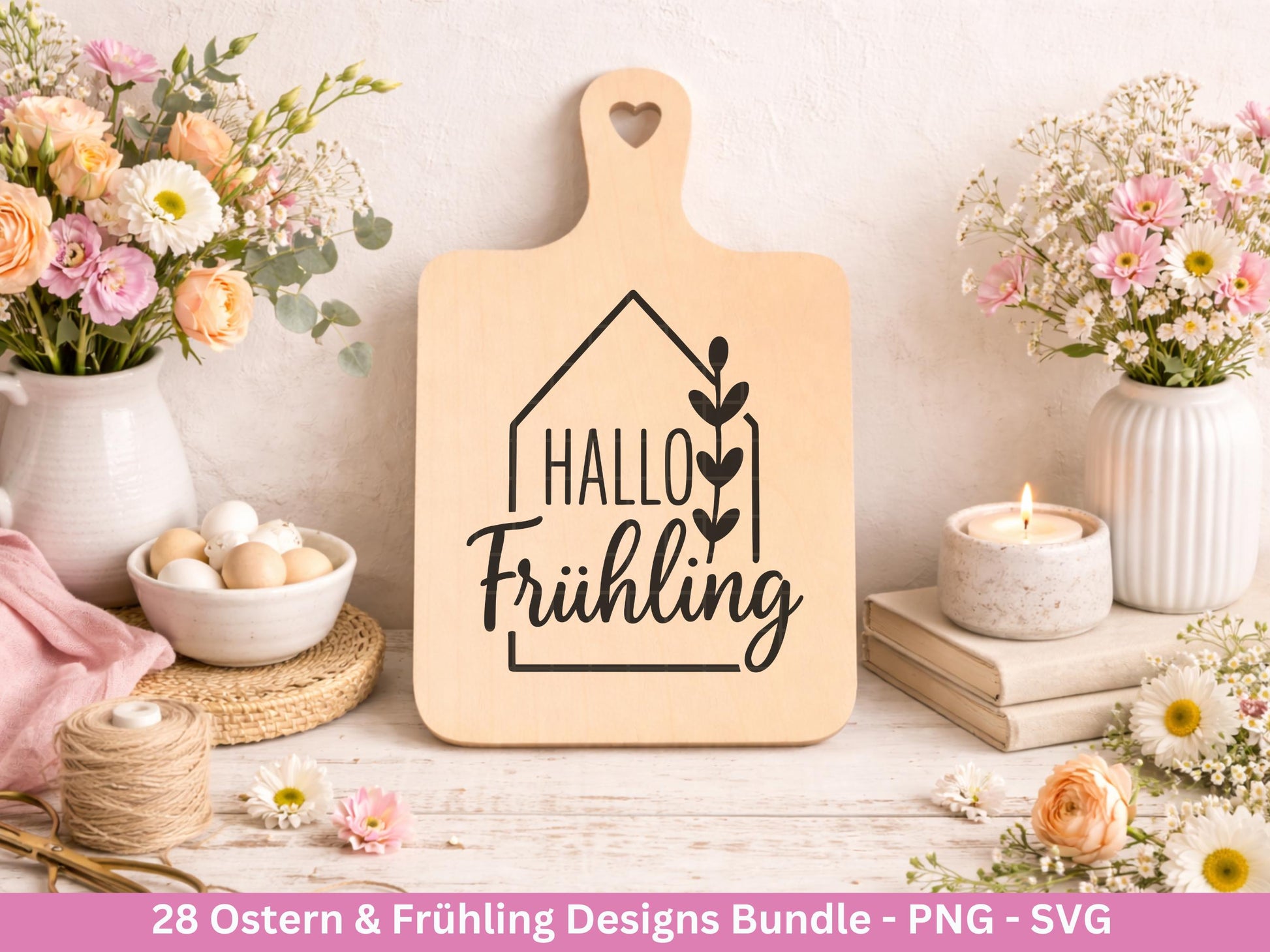 Ostern & Frühling Plotterdatei Bundle – Frohe Ostern Sprüche | Hasen Motive | Deutsche Ostergrüße SVG | Hallo Frühling | Cricut Laserdatei