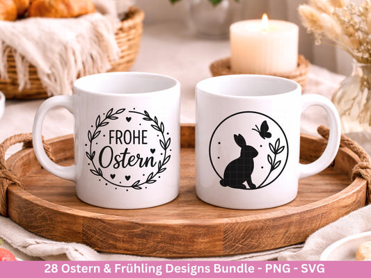 Ostern & Frühling Plotterdatei Bundle – Frohe Ostern Sprüche | Hasen Motive | Deutsche Ostergrüße SVG | Hallo Frühling | Cricut Laserdatei