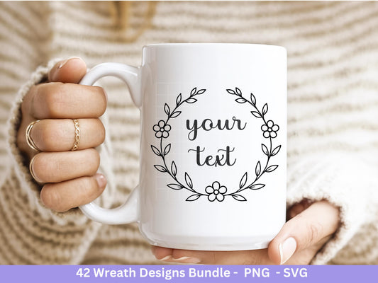 Blumenkranz Plotterdatei Bundle – 42 Kränze SVG PNG | Lorbeerkranz Monogramm Rahmen | Hochzeit Boho Deko | Cricut | Laserdatei Holzgravur