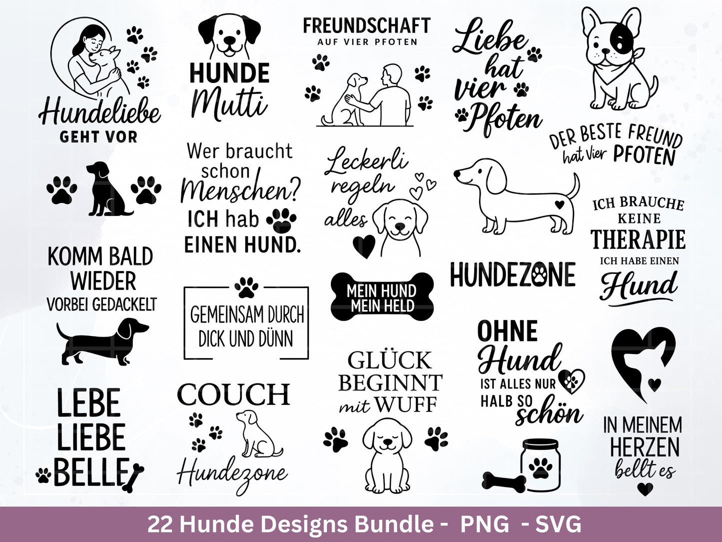 Hunde Plotterdatei Bundle – Hundeliebe Sprüche & Motive SVG PNG | Hunde Mama Design | Cricut | Laserdatei Holzgravur | Geschenk Hund
