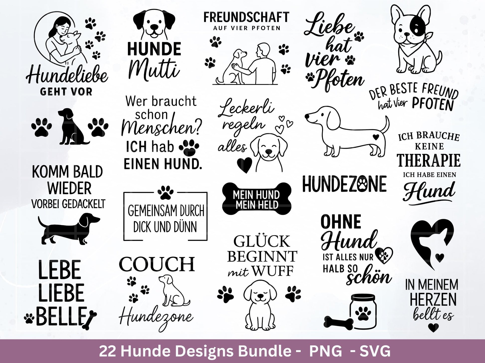 Hunde Plotterdatei Bundle – Hundeliebe Sprüche & Motive SVG PNG | Hunde Mama Design | Cricut | Laserdatei Holzgravur | Geschenk Hund