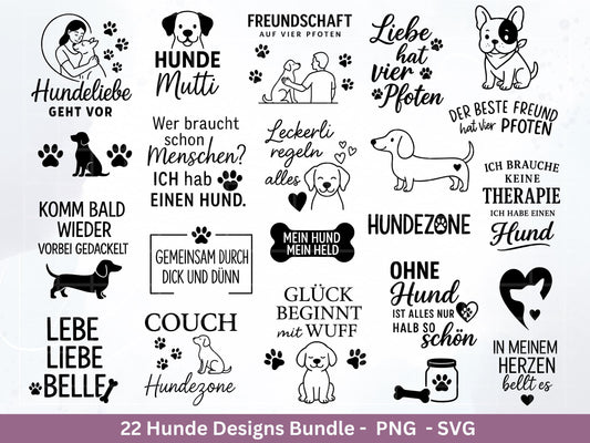 Hunde Plotterdatei Bundle – Hundeliebe Sprüche & Motive SVG PNG | Hunde Mama Design | Cricut | Laserdatei Holzgravur | Geschenk Hund
