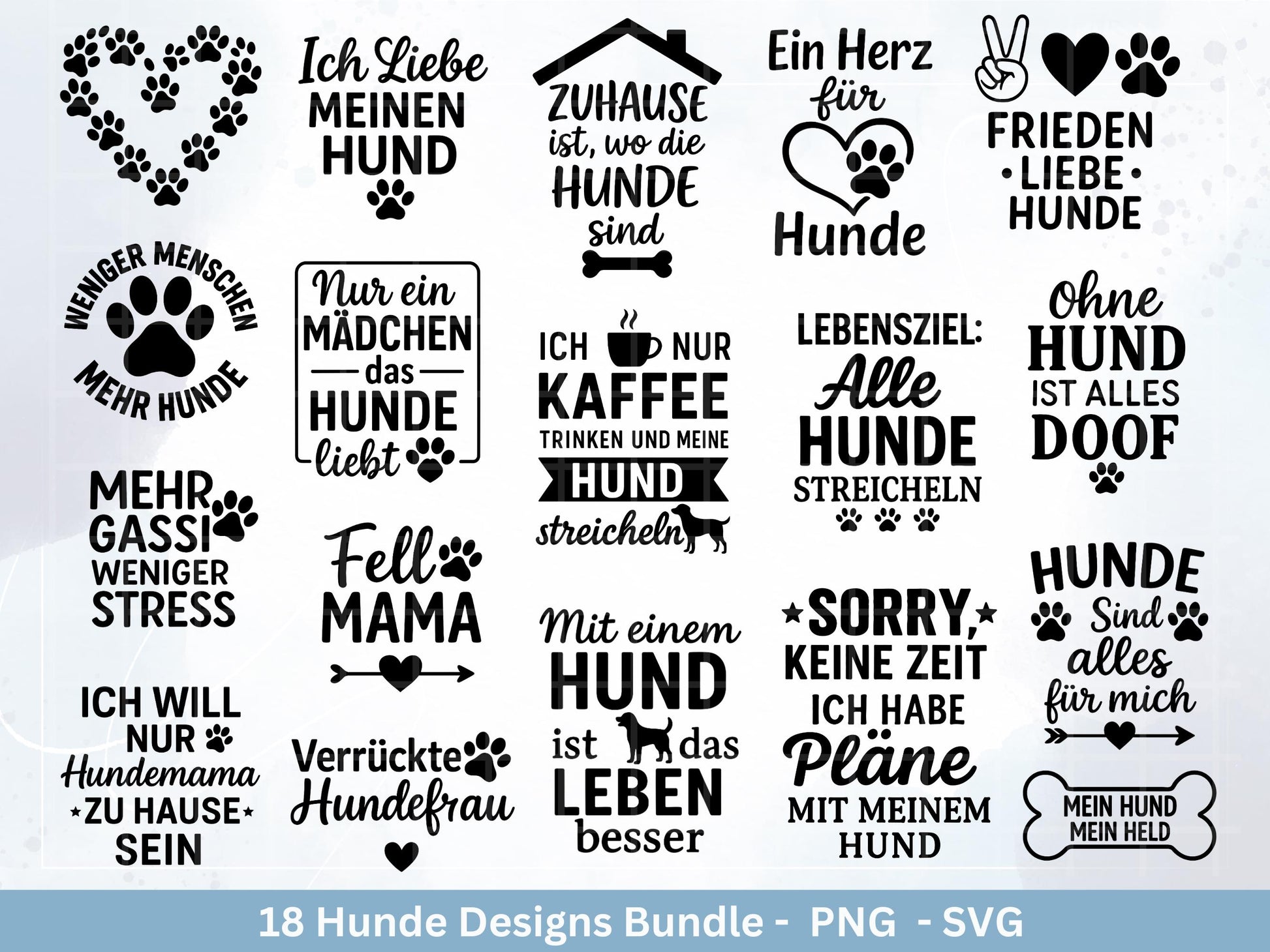Hunde Plotterdatei Bundle – Hundeliebe Sprüche & Motive SVG PNG | Hunde Mama | Cricut Silhouette | Laserdatei Holzgravur | Geschenk Hund