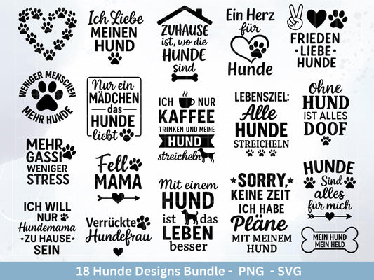 Hunde Plotterdatei Bundle – Hundeliebe Sprüche & Motive SVG PNG | Hunde Mama | Cricut Silhouette | Laserdatei Holzgravur | Geschenk Hund